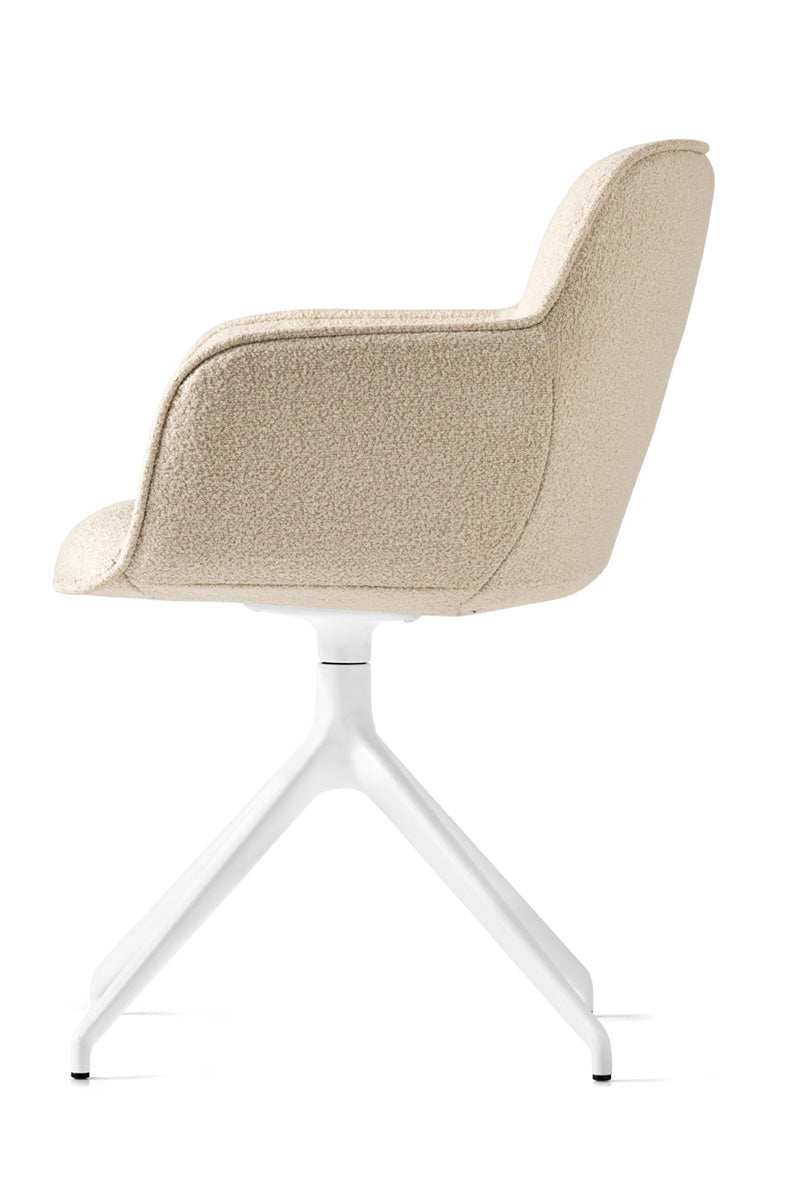 Cocoon Upholstered Swivel Chair with White Base
