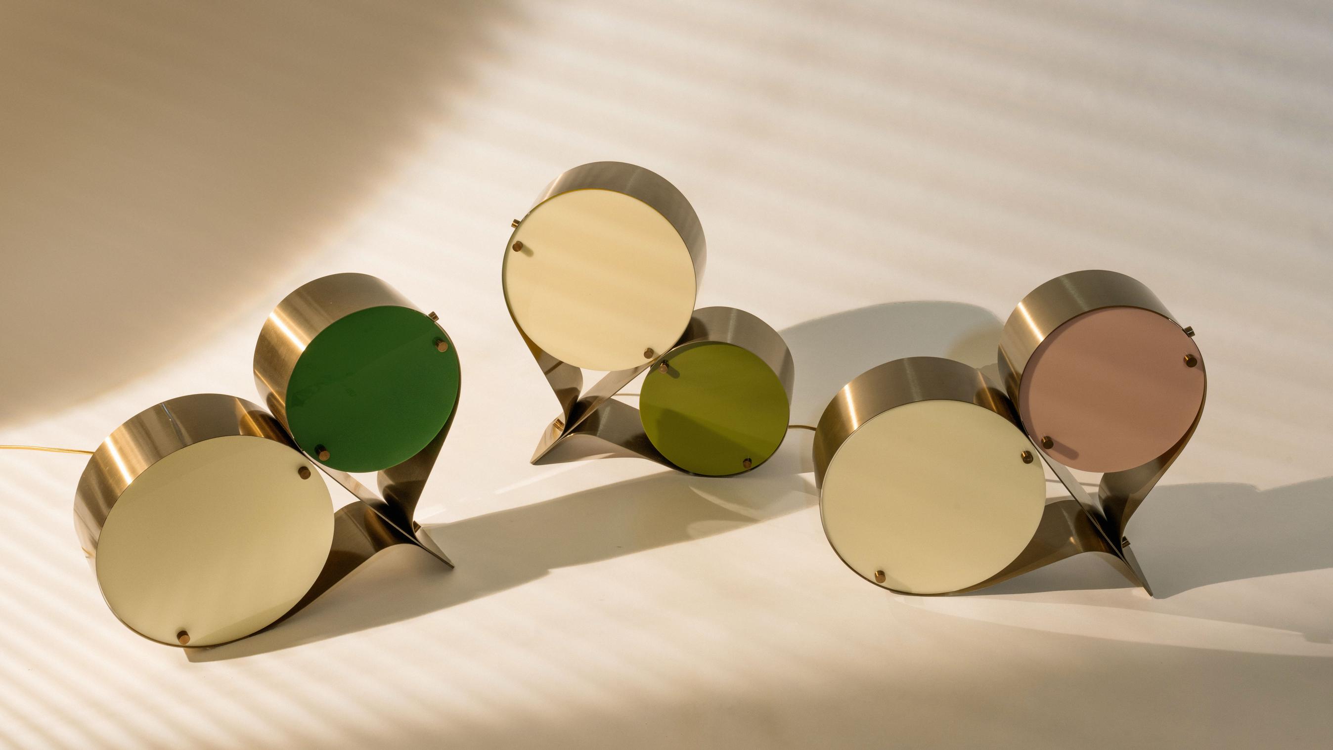 COPPIA cream table lamp with green