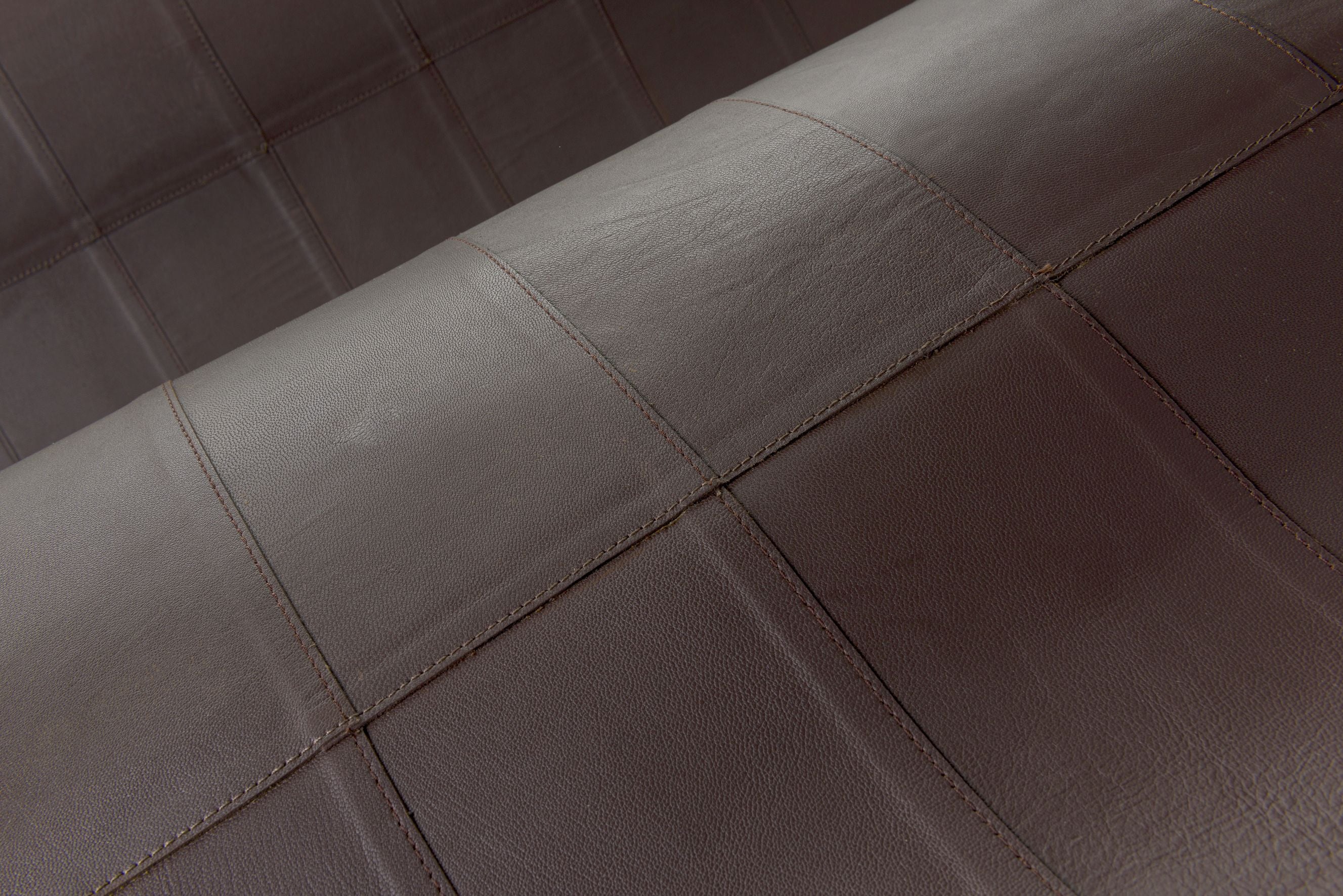 Natural leather wallpaper with geometric pattern PALADIN dark brown