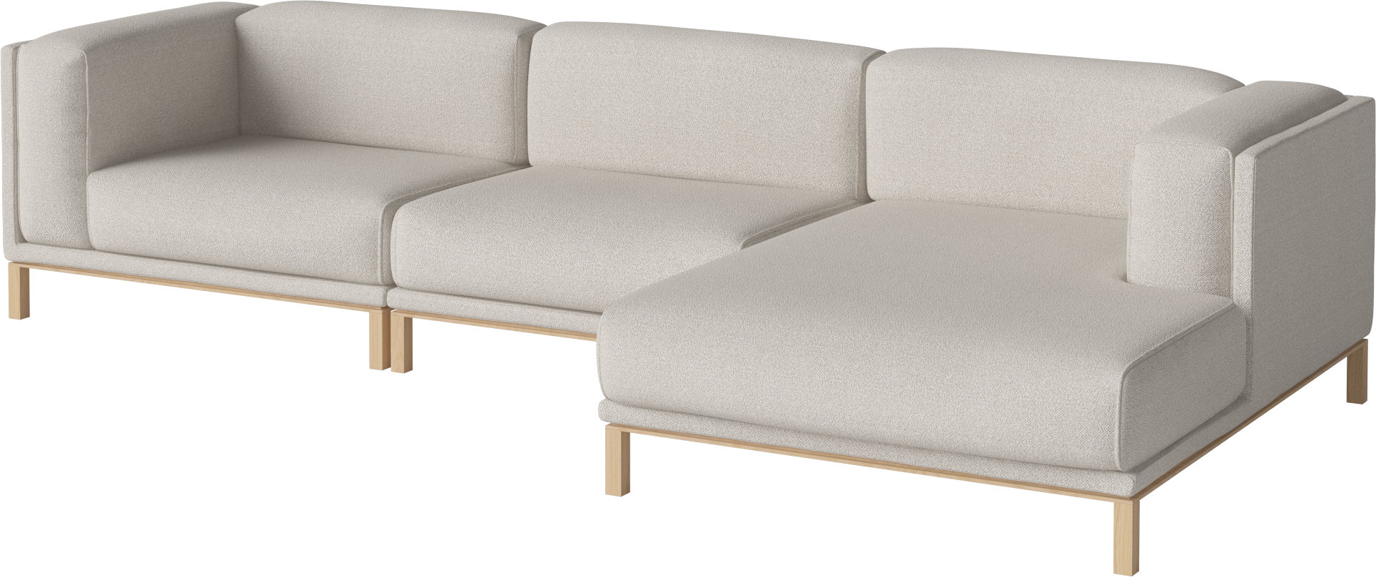 Rohová sedačka pre 3 osoby pravostranná COSY s bieleným podstavcom