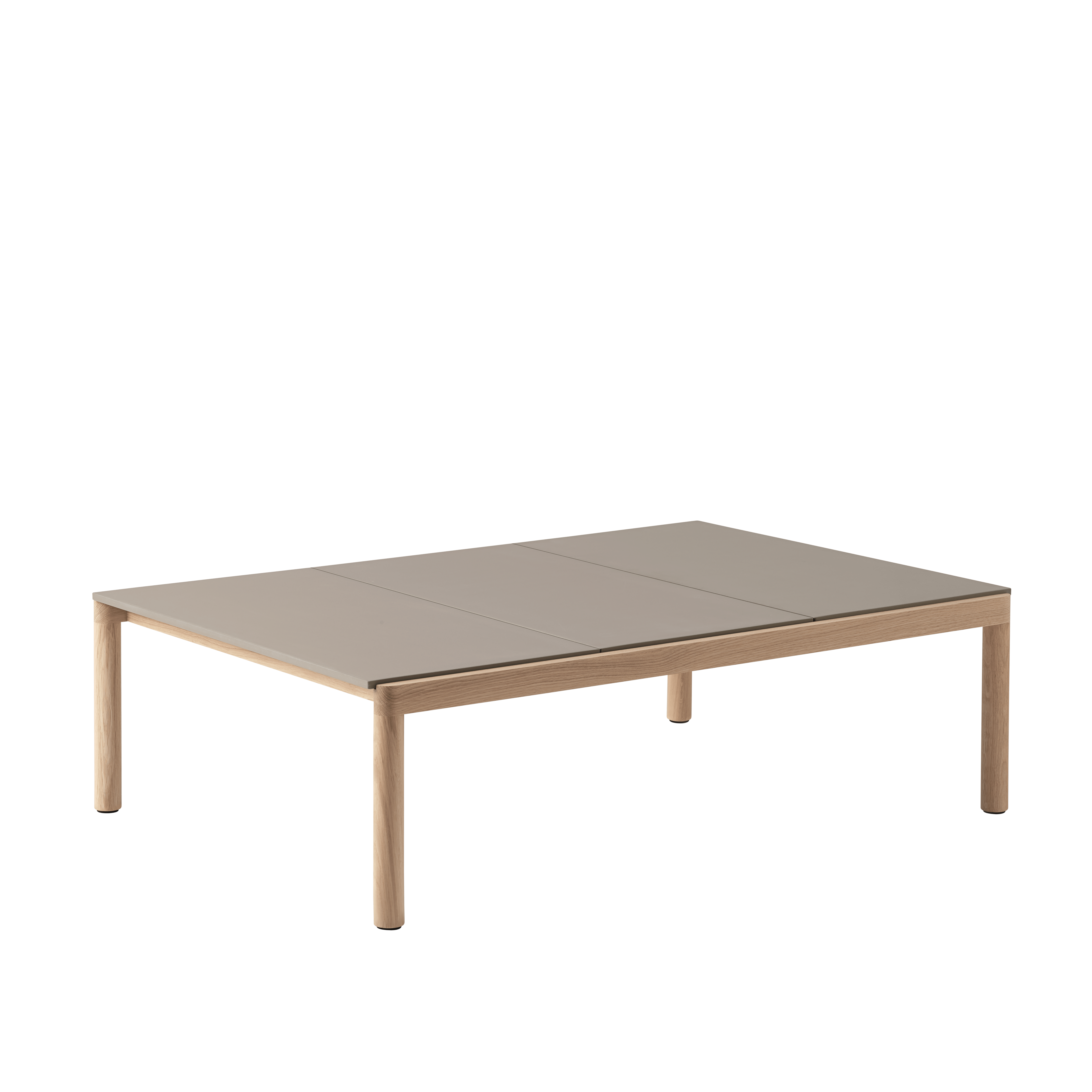 COUPLE taupe coffee table with oak base