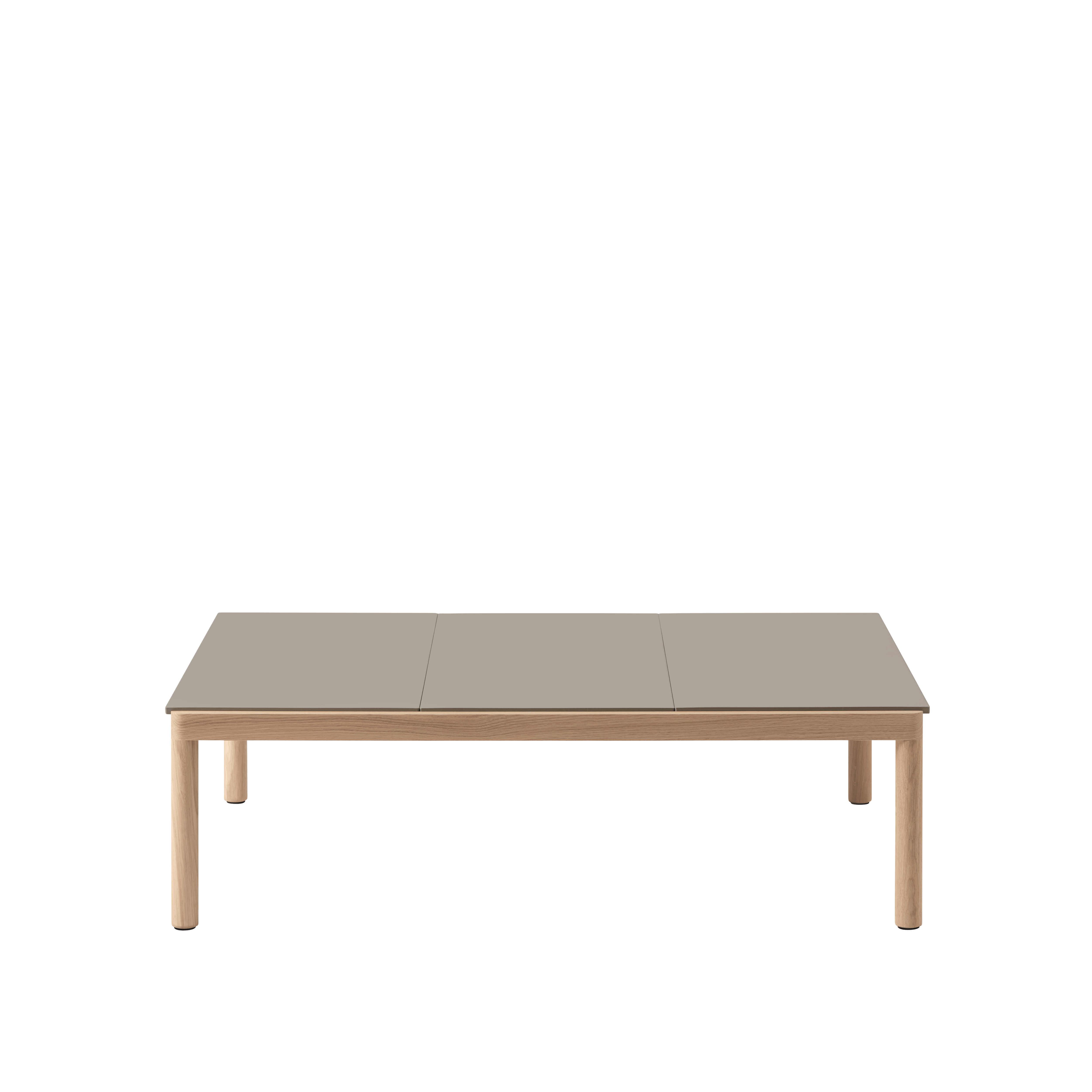 COUPLE taupe coffee table with oak base
