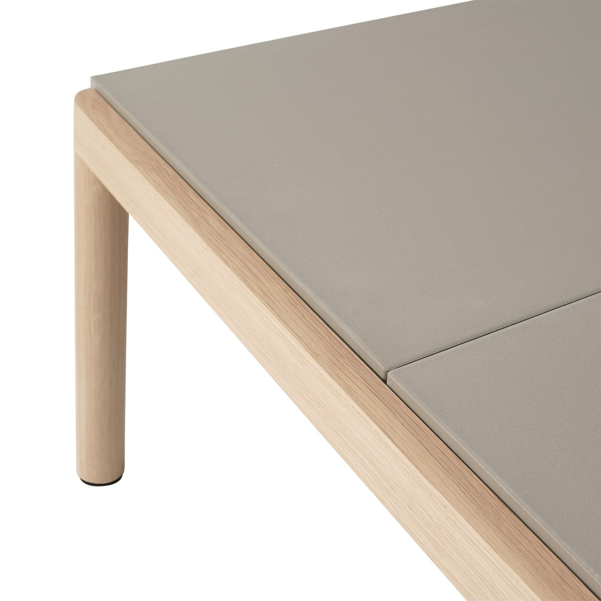 COUPLE taupe coffee table with oak base