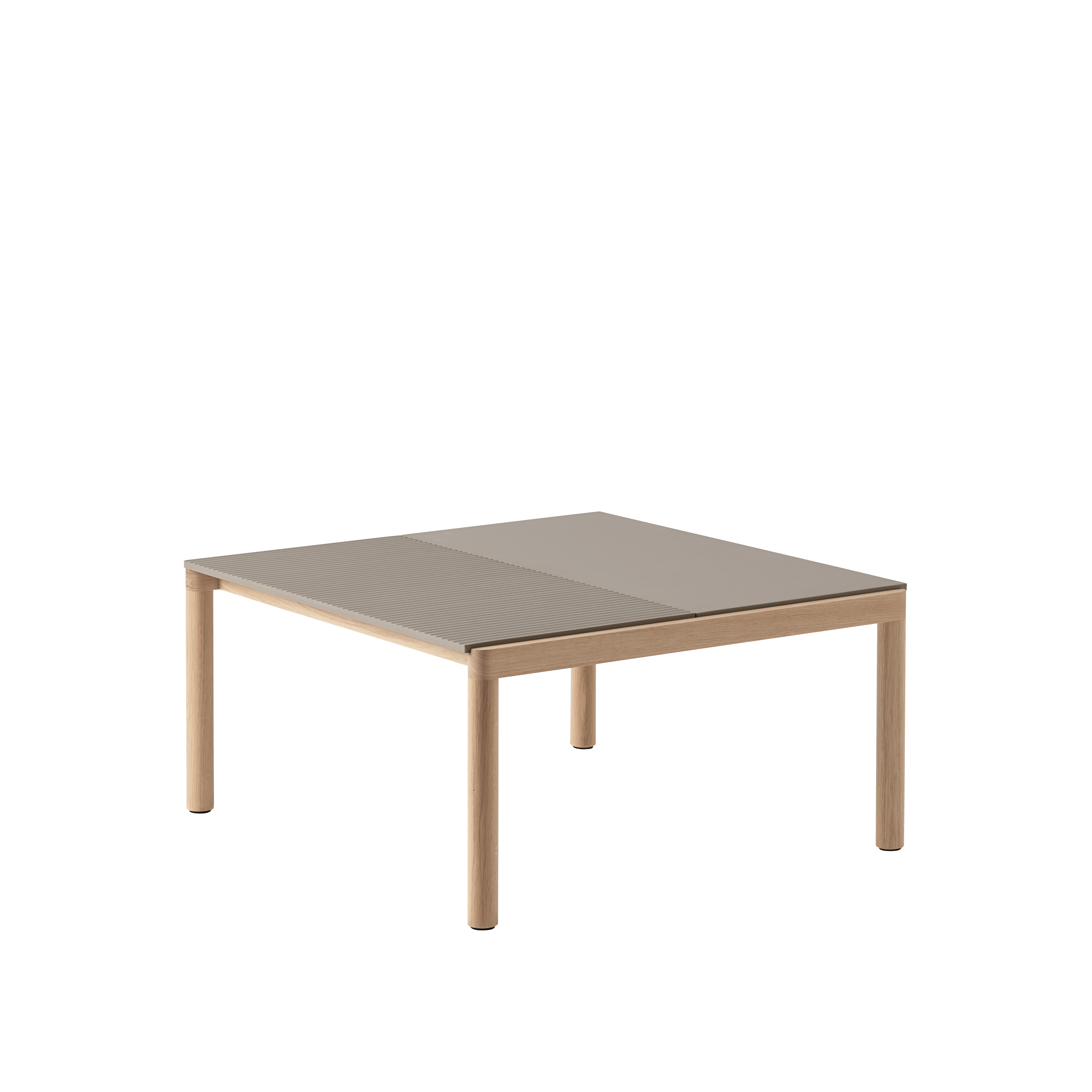 COUPLE taupe coffee table with oak base