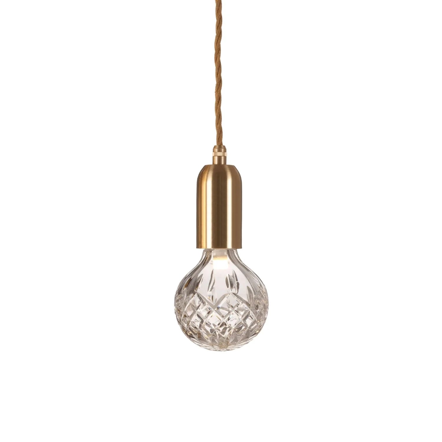 Lusterko visí CRYSTAL BULB, sklo krištáľové s mosadzným povrchom.