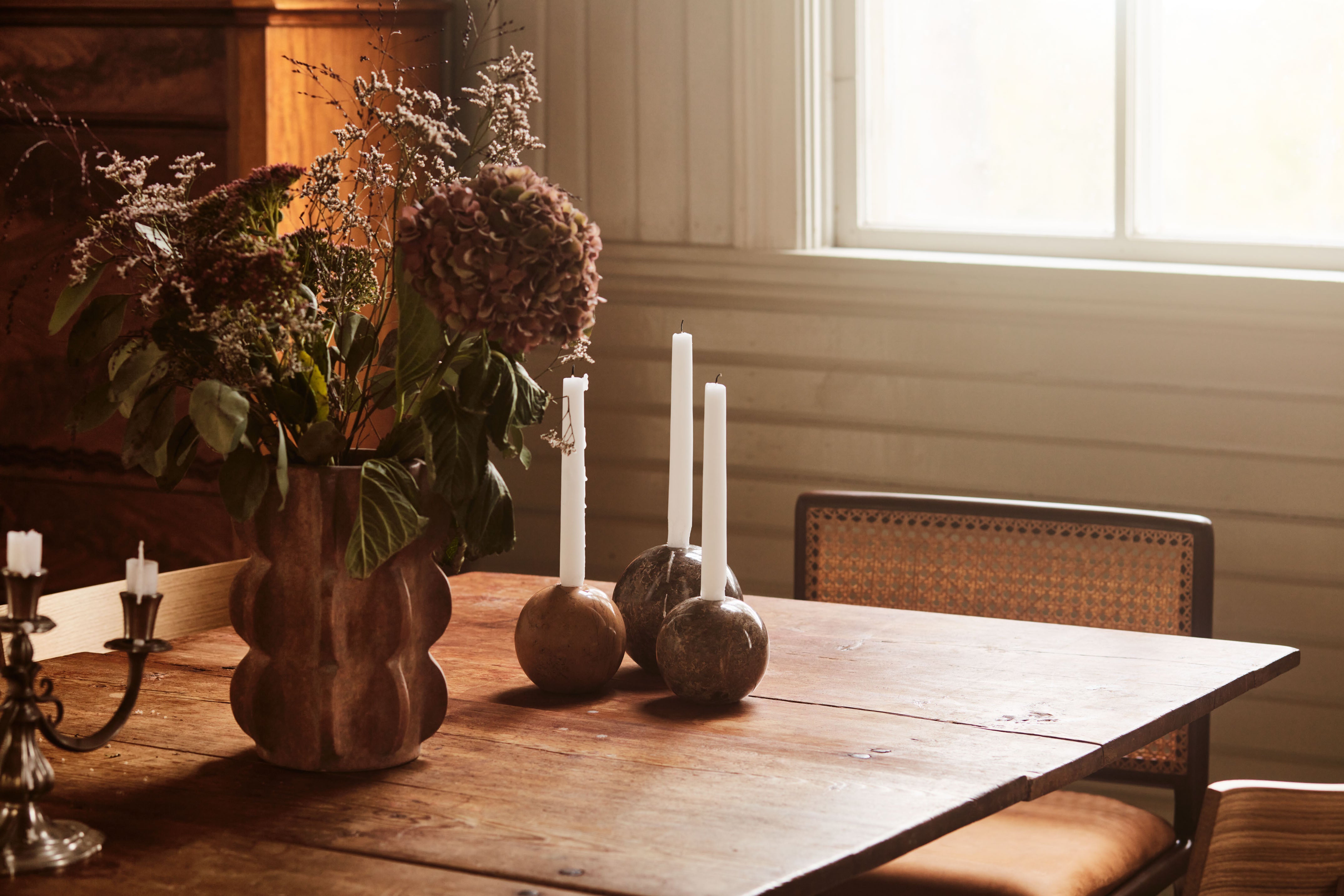 SPHERE Candle Holder Brown Marble