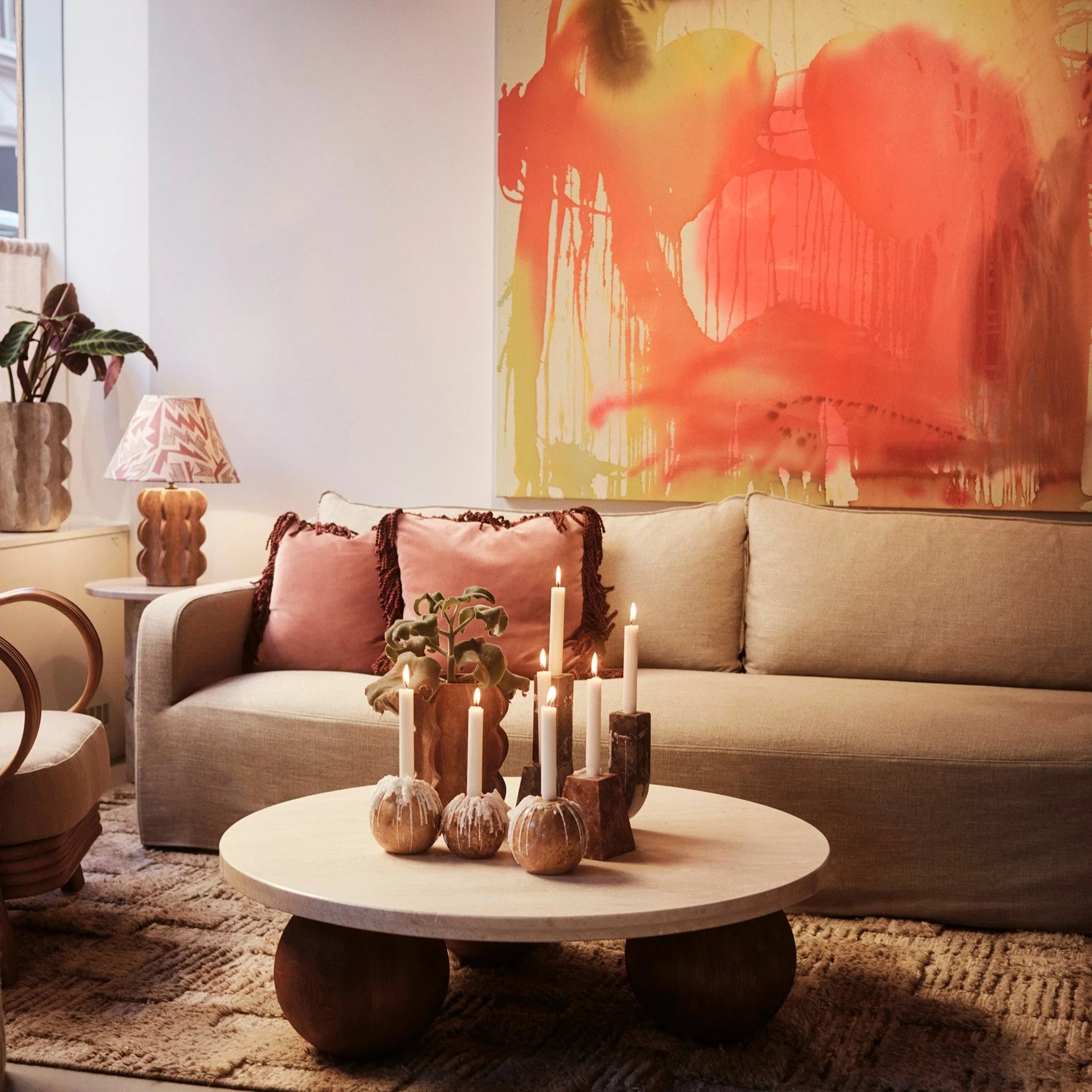 Świecznik SPHERE pomarańczowy marmur