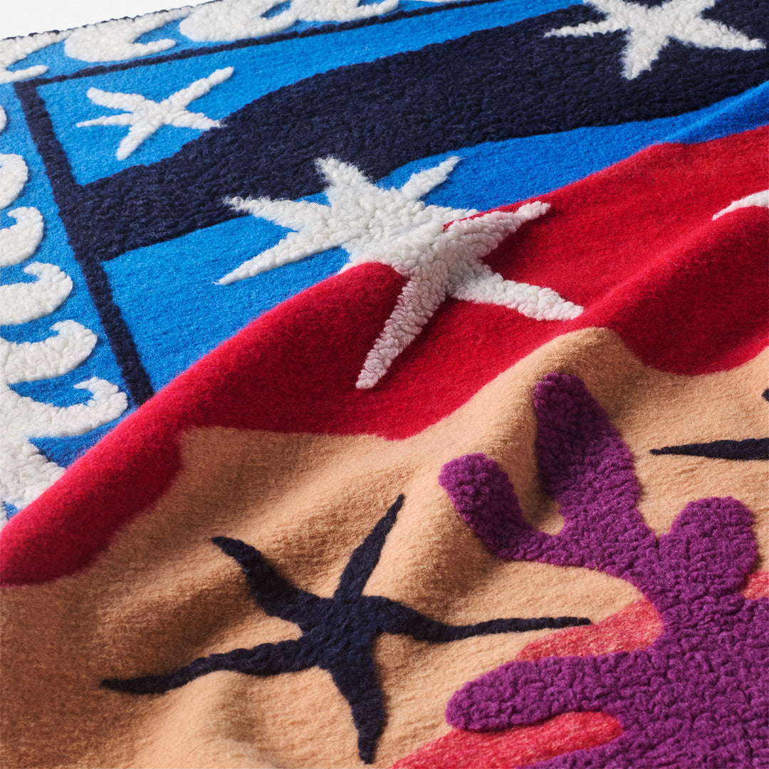 Hodvábny pléd STARGAZER modrý s červenou