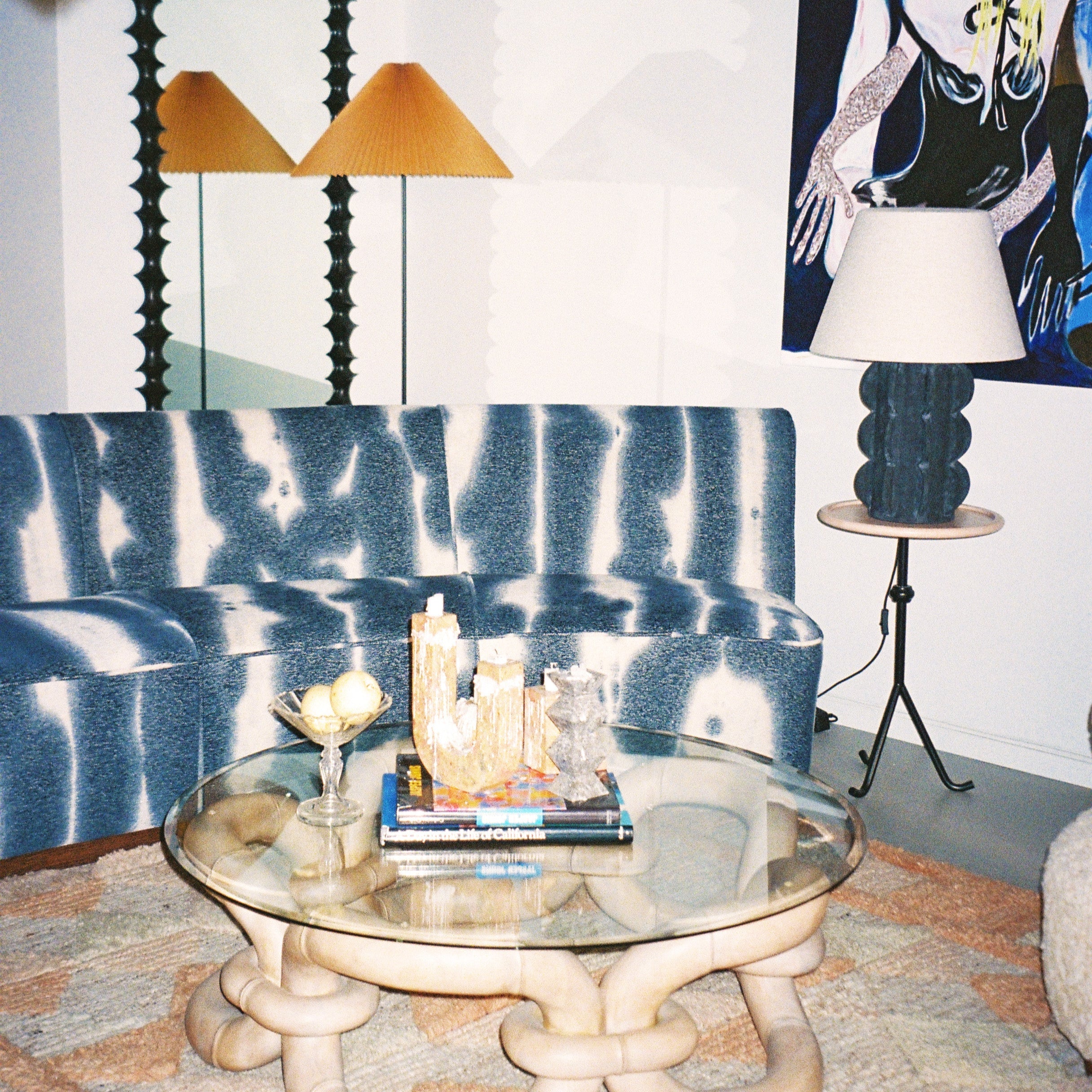 PARIS blue chenille sofa