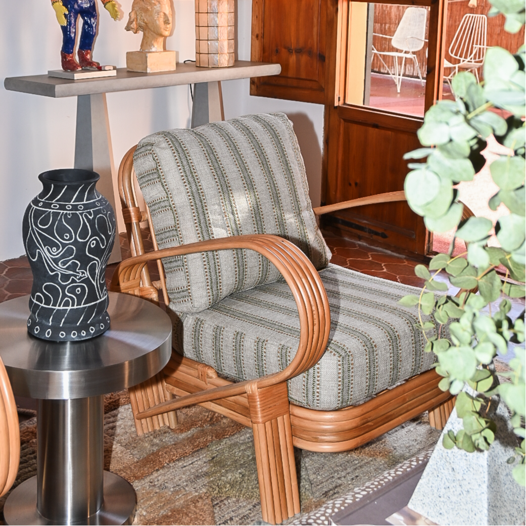 Fotel BAMBOO zelený s moreným bambusom