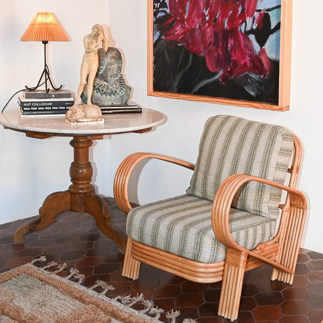 Fotel BAMBOO zelený s moreným bambusom