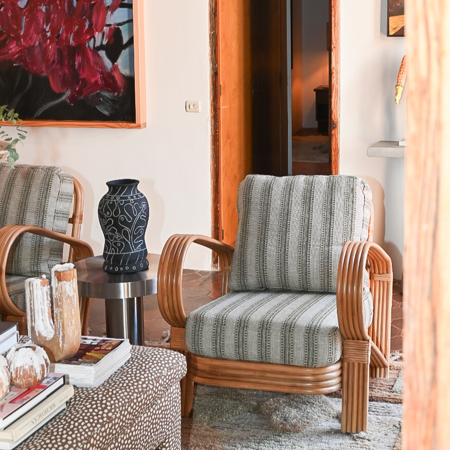 Fotel BAMBOO zelený s moreným bambusom