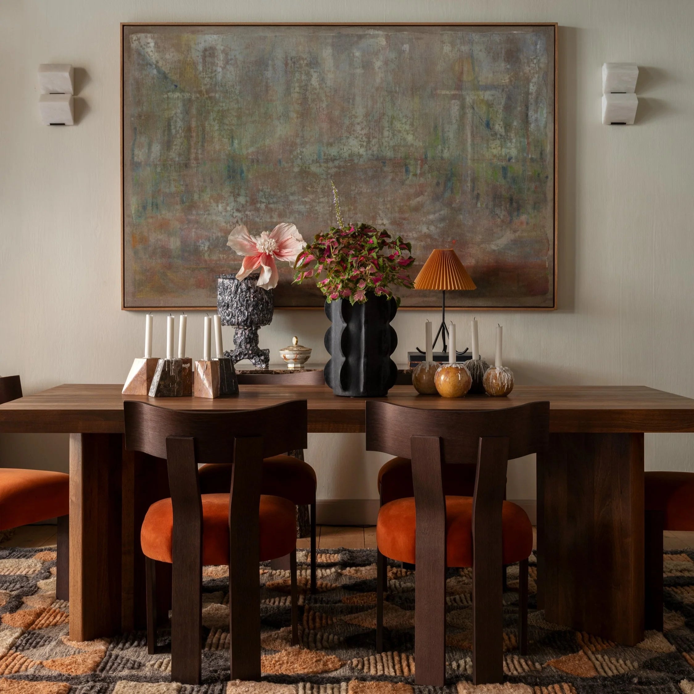 ALBA Chair orange with dark oak base