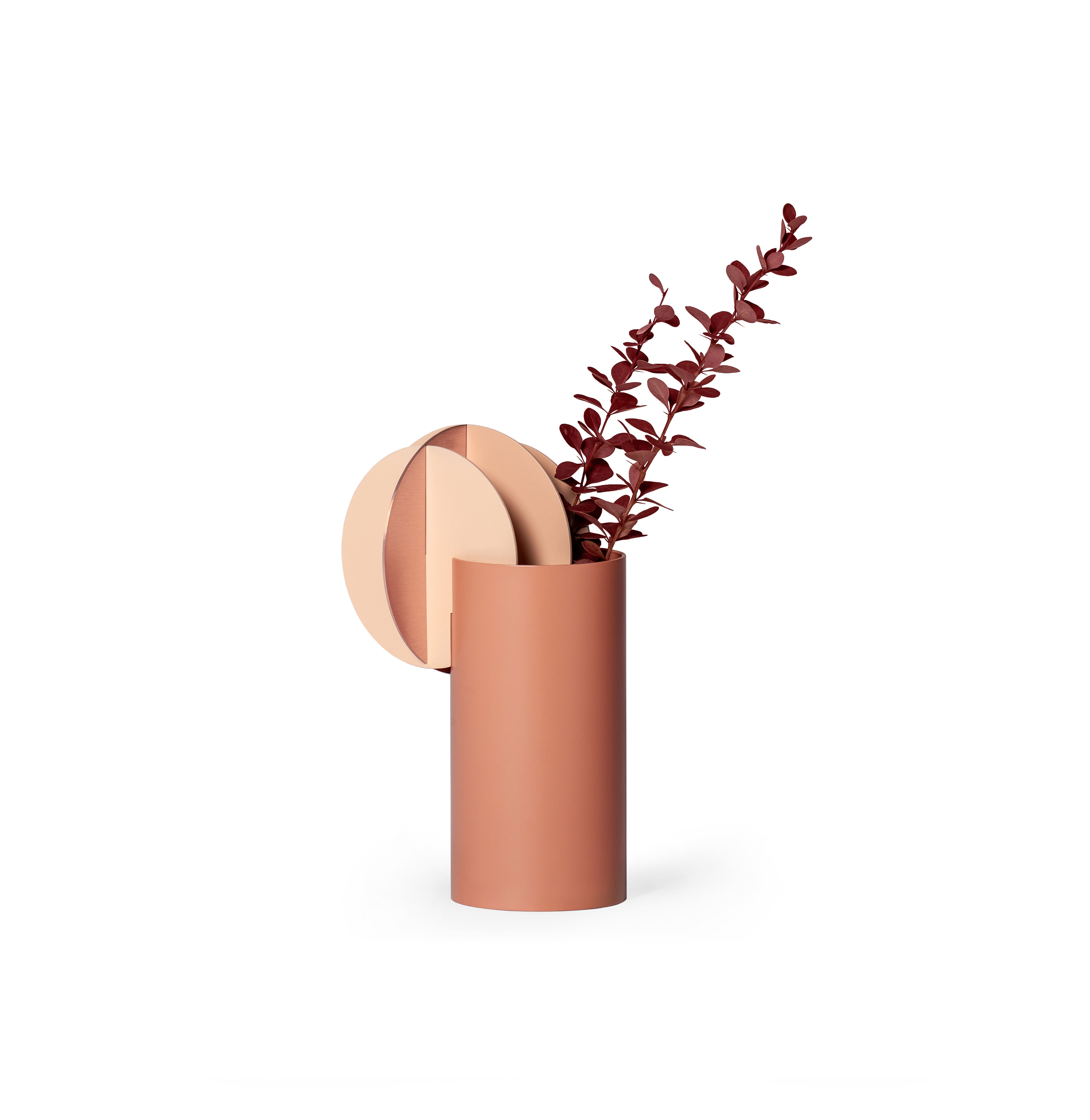 DELAUNAY vase in powder pink with peach and copper