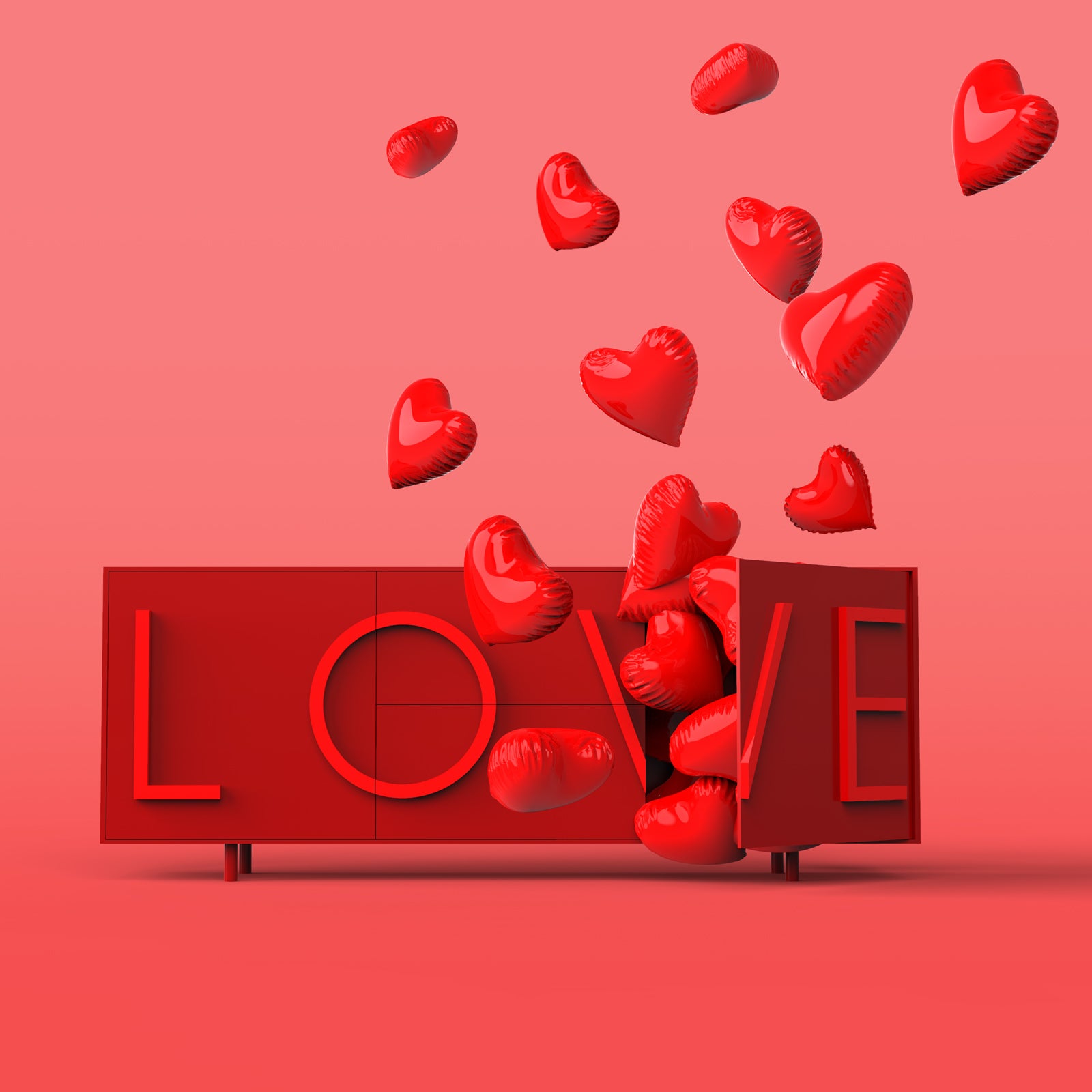 Red love chest of drawers