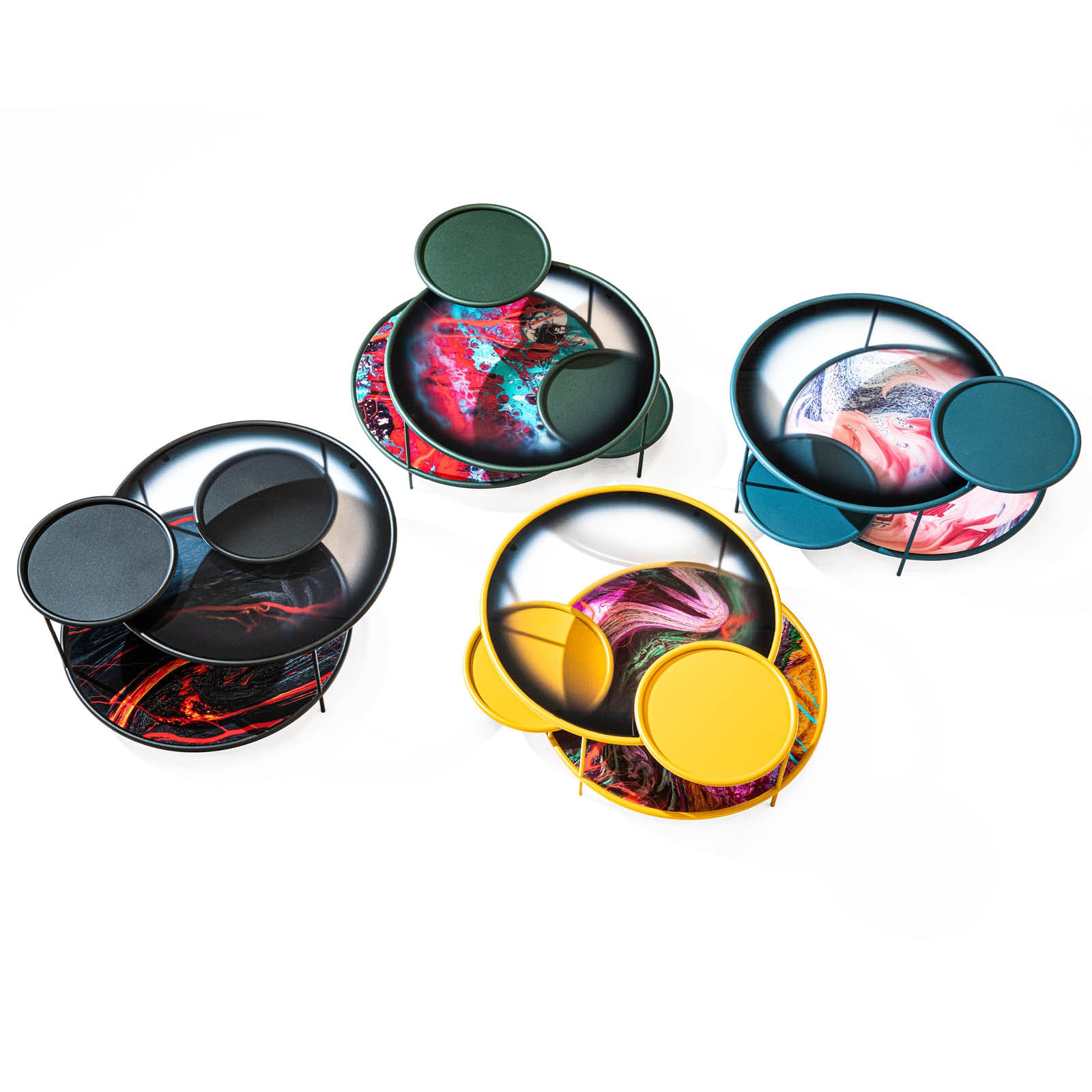 Kávový stolík SANGAKU z farebného skla