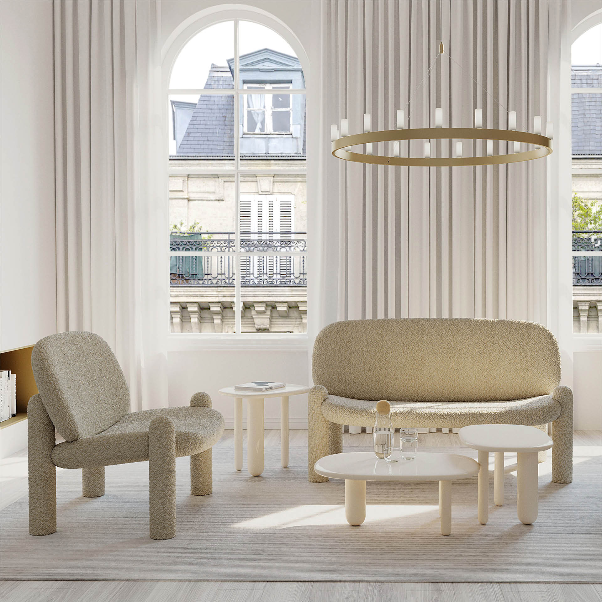 Kávový stolík TOTTORI krémový