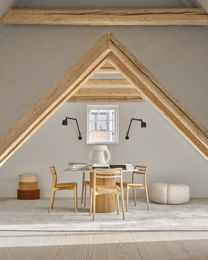 CABIN Chair in Caramel Leather with Light Oak Base