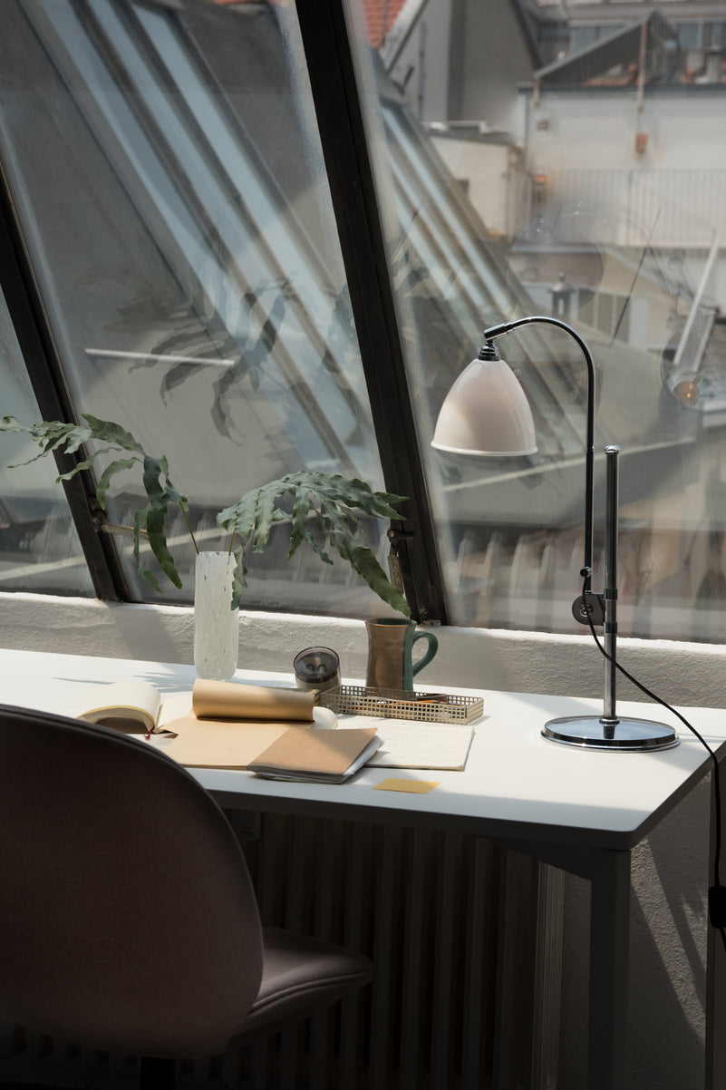 Stolná lampa BESTLITE BL1 mosadz s bielym tienidlo