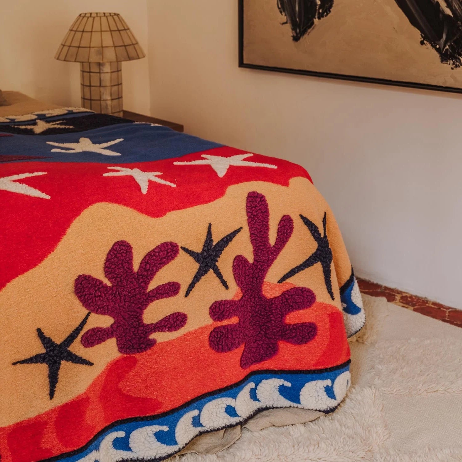 Hodvábny pléd STARGAZER modrý s červenou