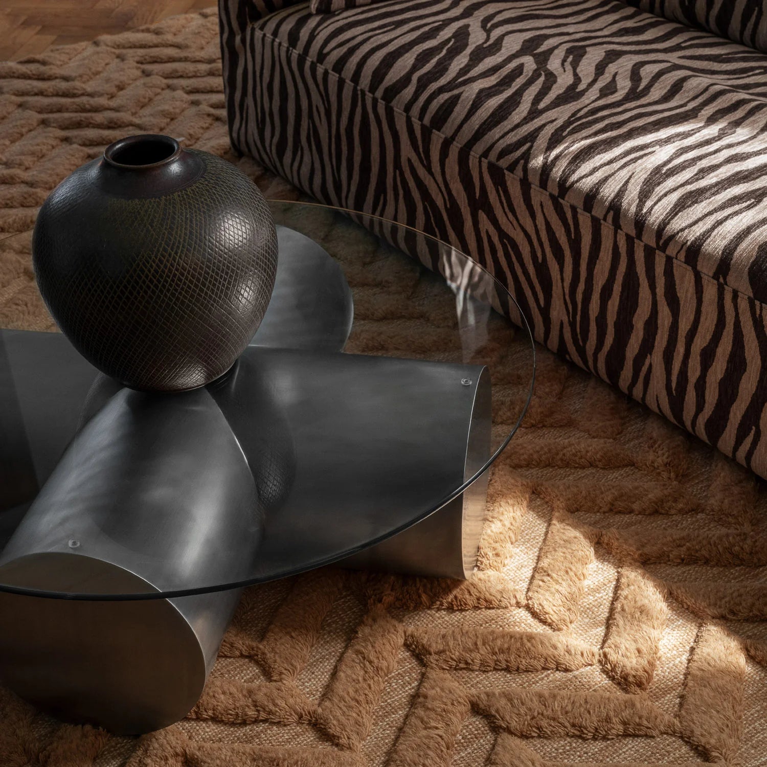 HERRINGBONE brown rug