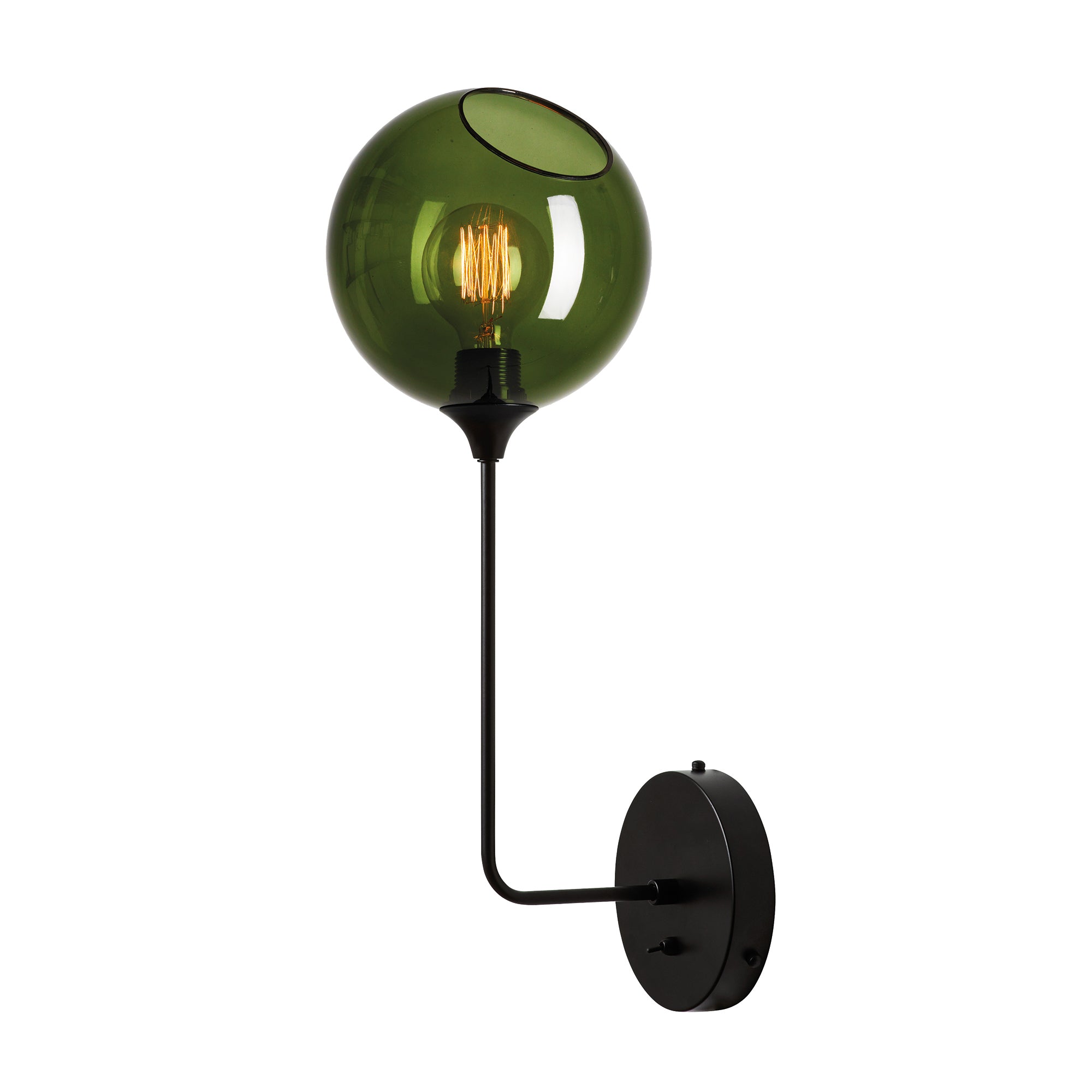 BALLROOM Wall Lamp Dark Green Glass with Black Base