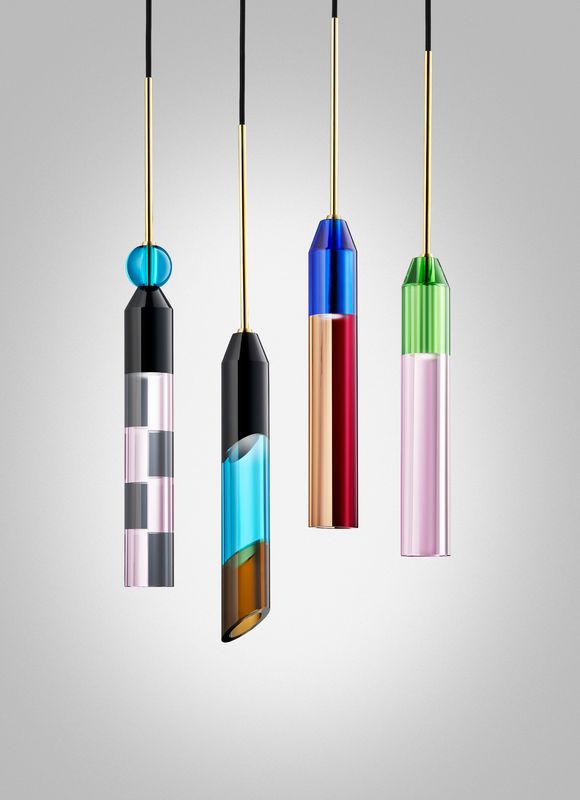 Lampa wisząca CARNIVAL NO. 2 transparentny różowy z zielonym