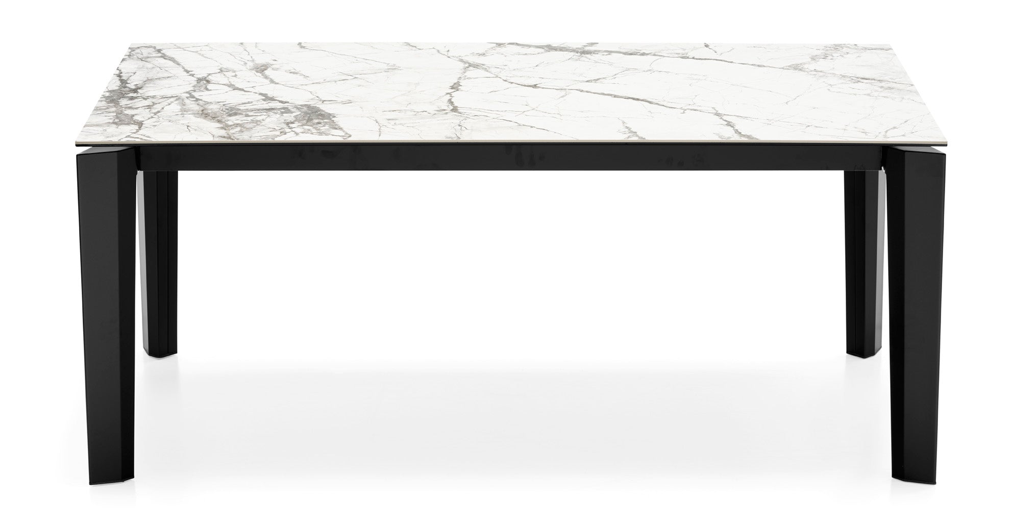 DELTA extendable table with a white top and black base