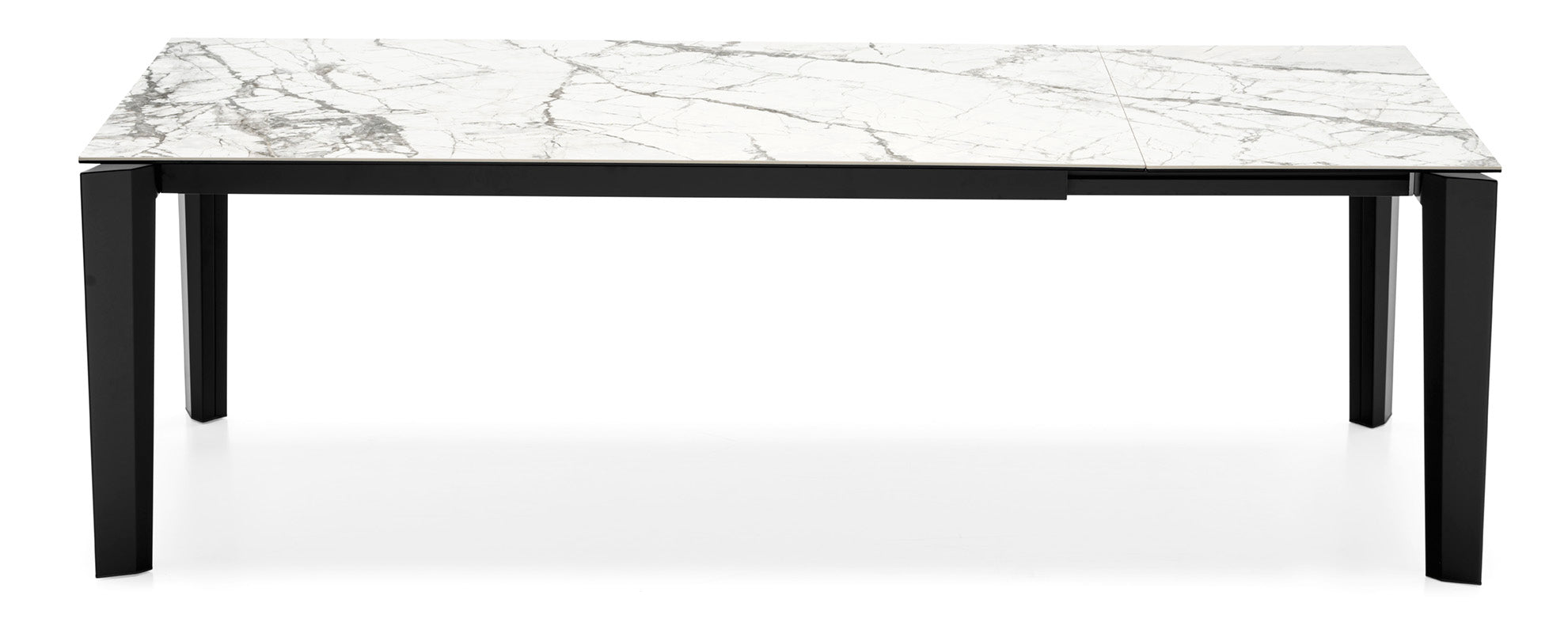 DELTA extendable table with a white top and black base