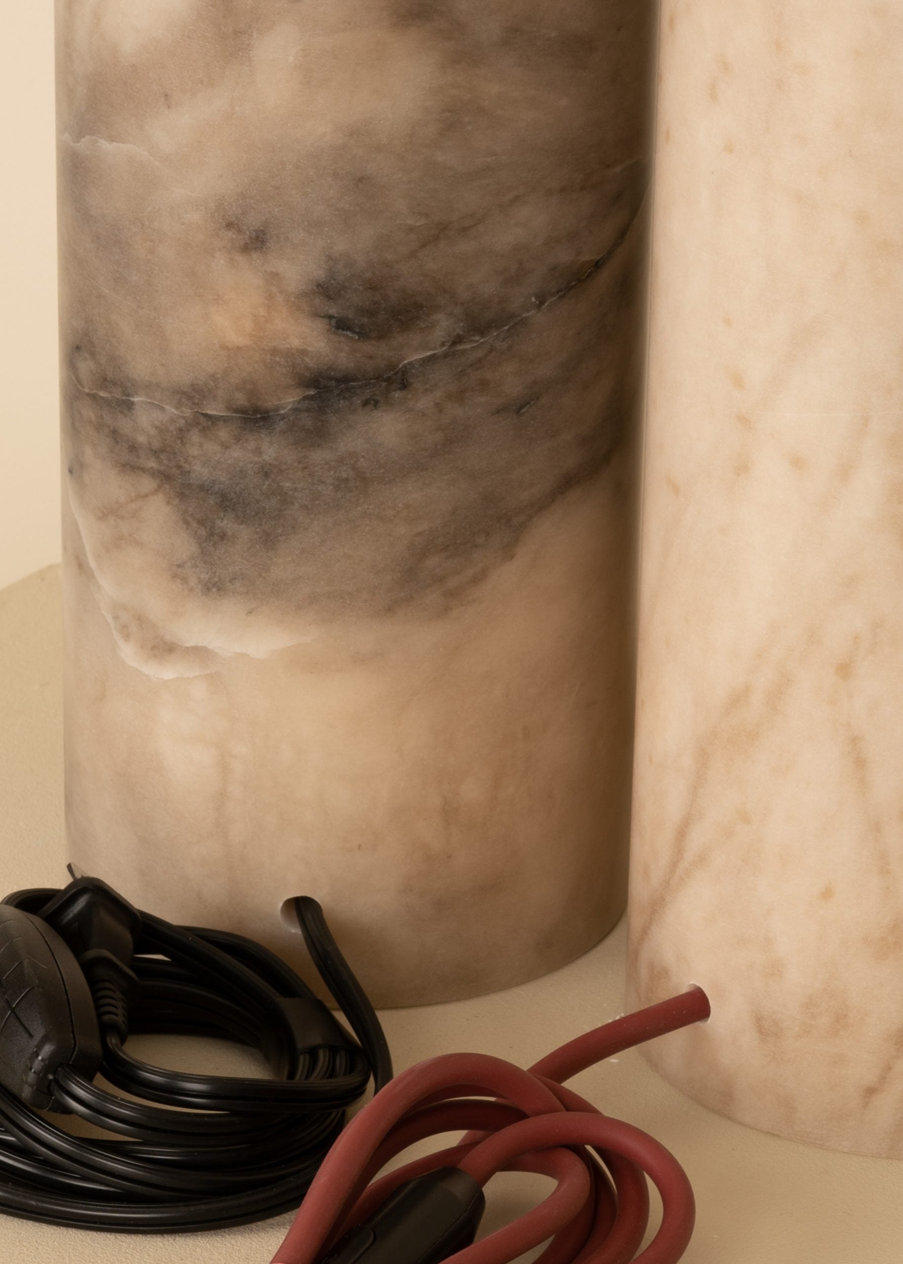Stolná lampa PURA KELO DOUBLE tmavý béžový alabaster