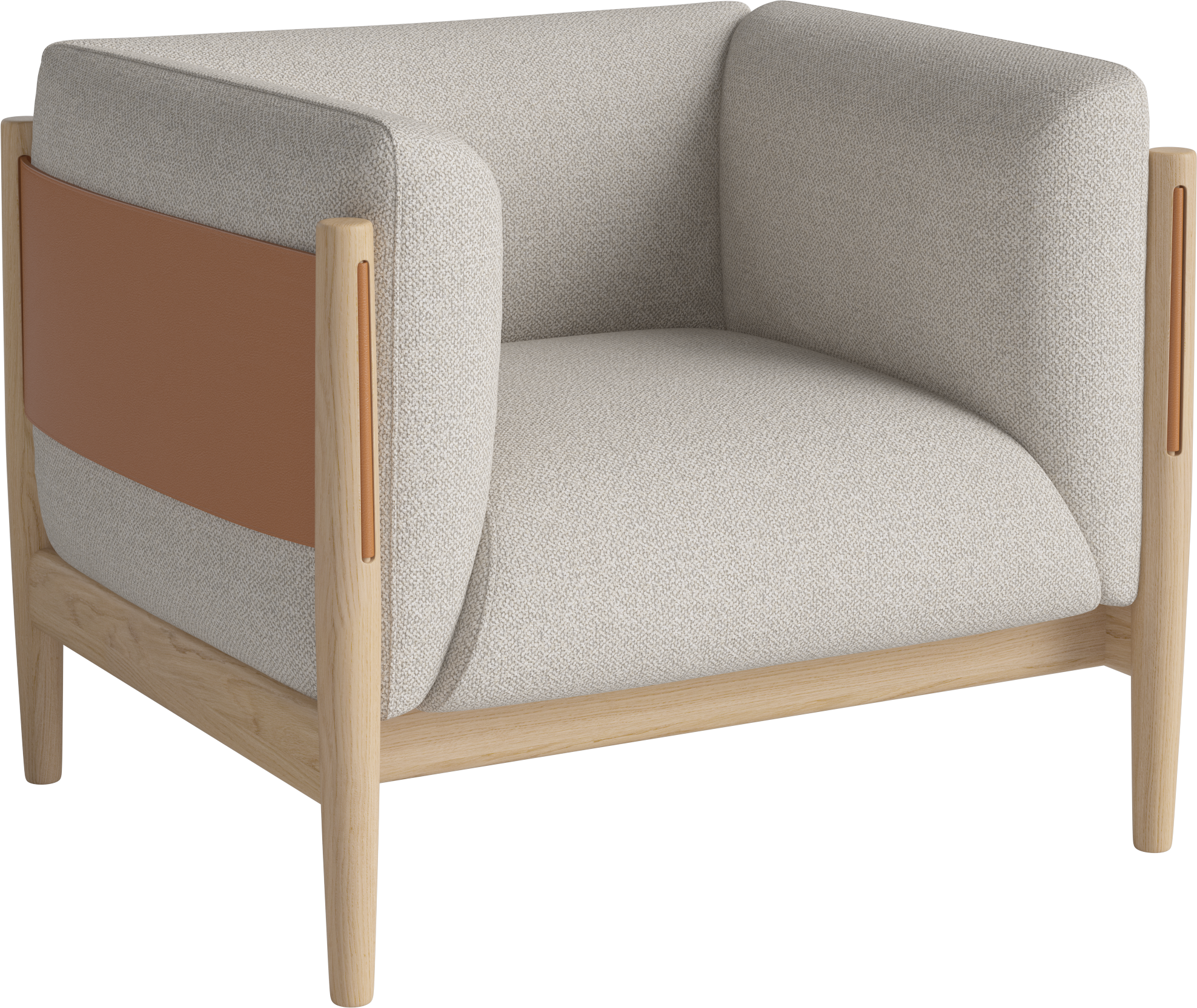 Fotel DIVE z prírodnou kožou a bielou základňou