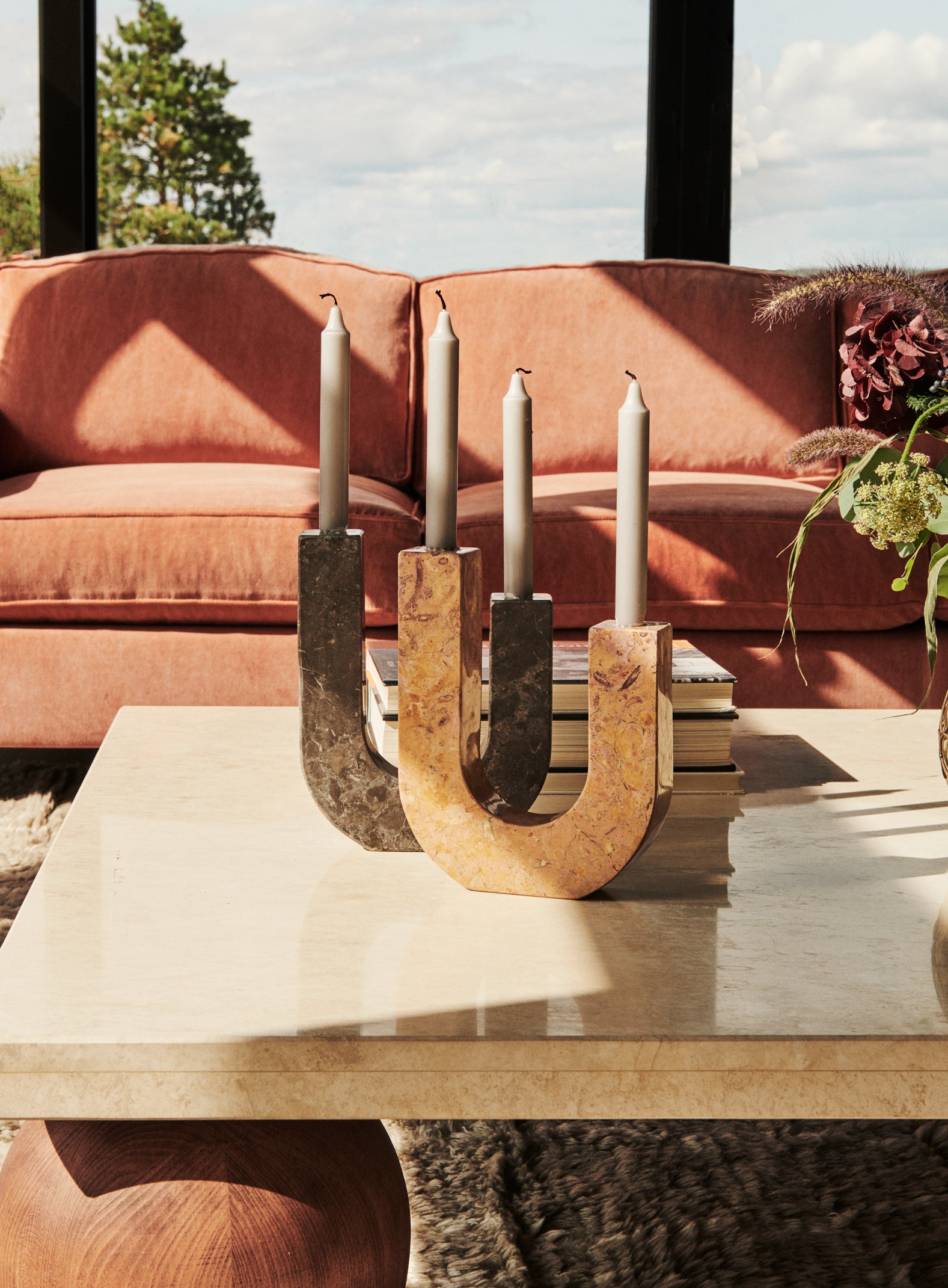 Svietnik ARCO oranžový mramor