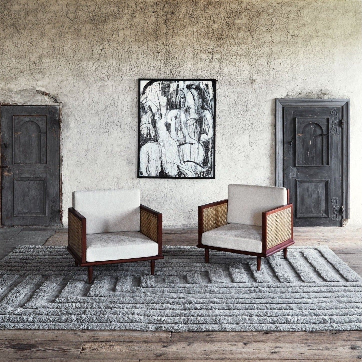 SHAGGY LABYRINTH gray rug with long pile