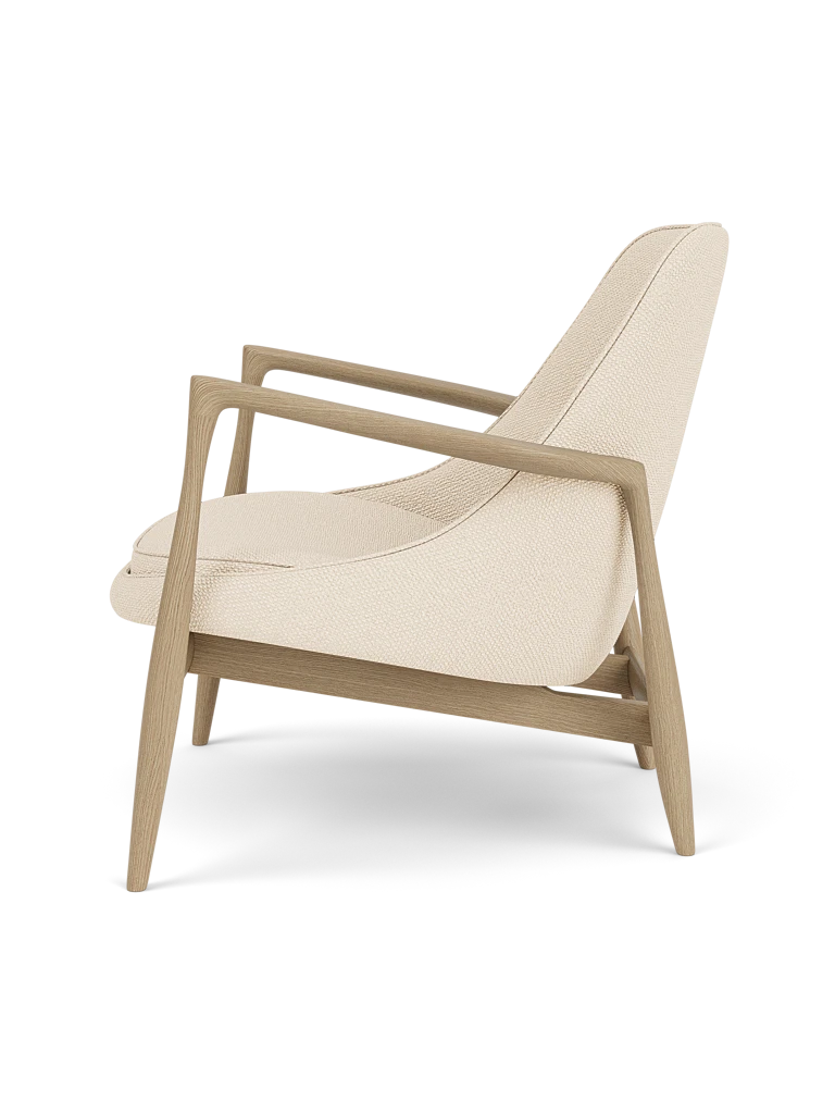 ELIZABETH cream armchair with oak base