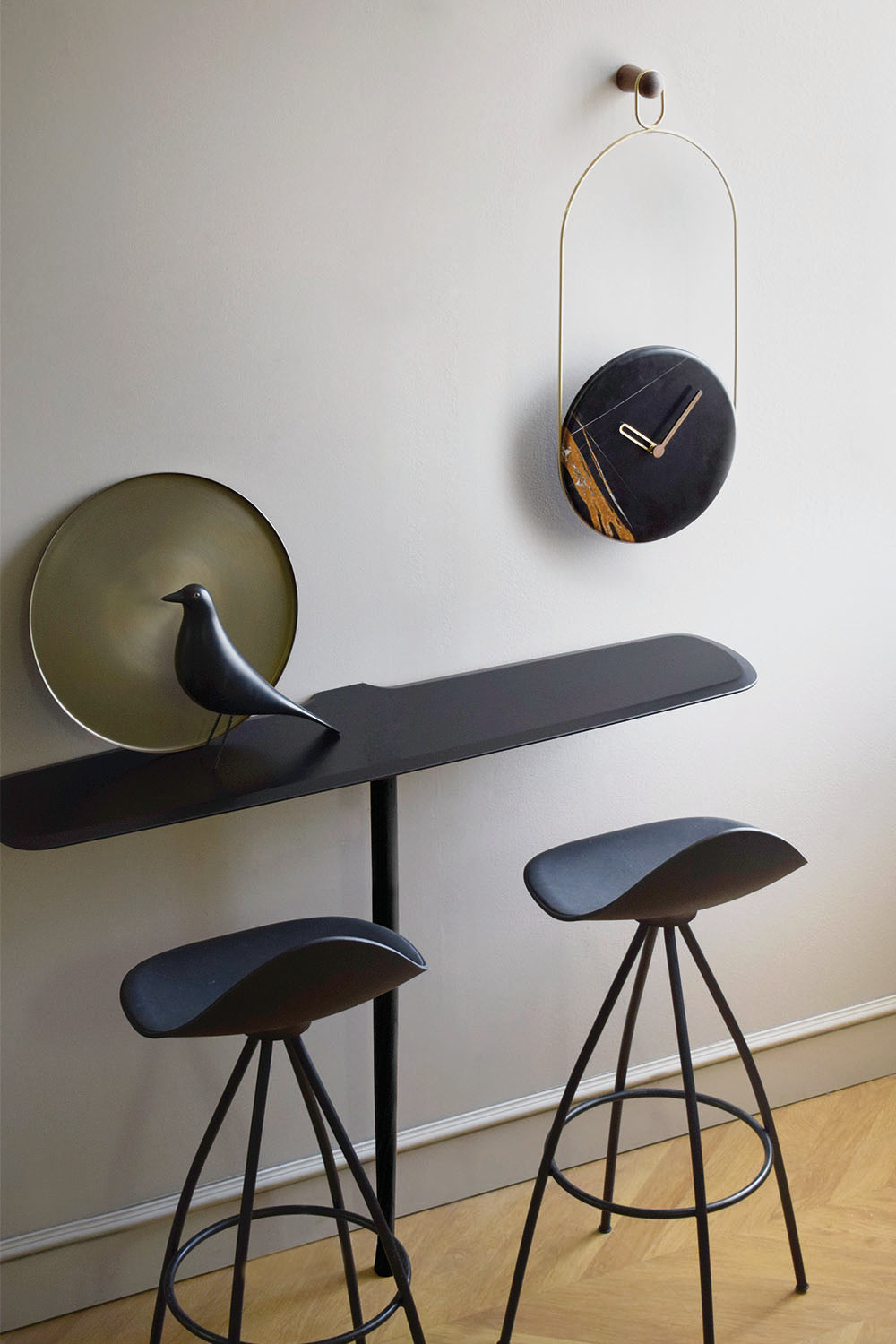 Wall Clock ESLABON Black Marble with Black