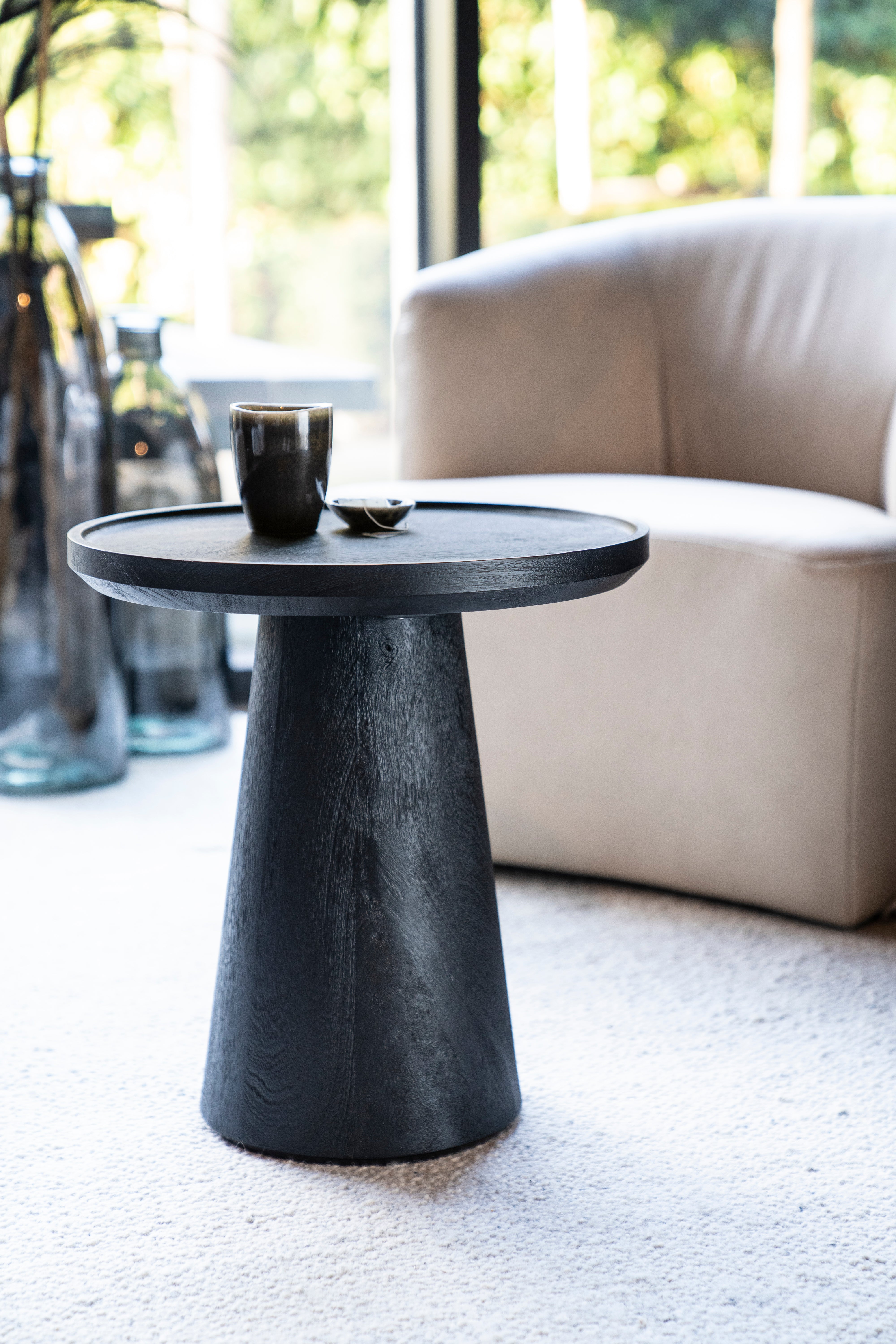 RON Side Table Black Mango Wood