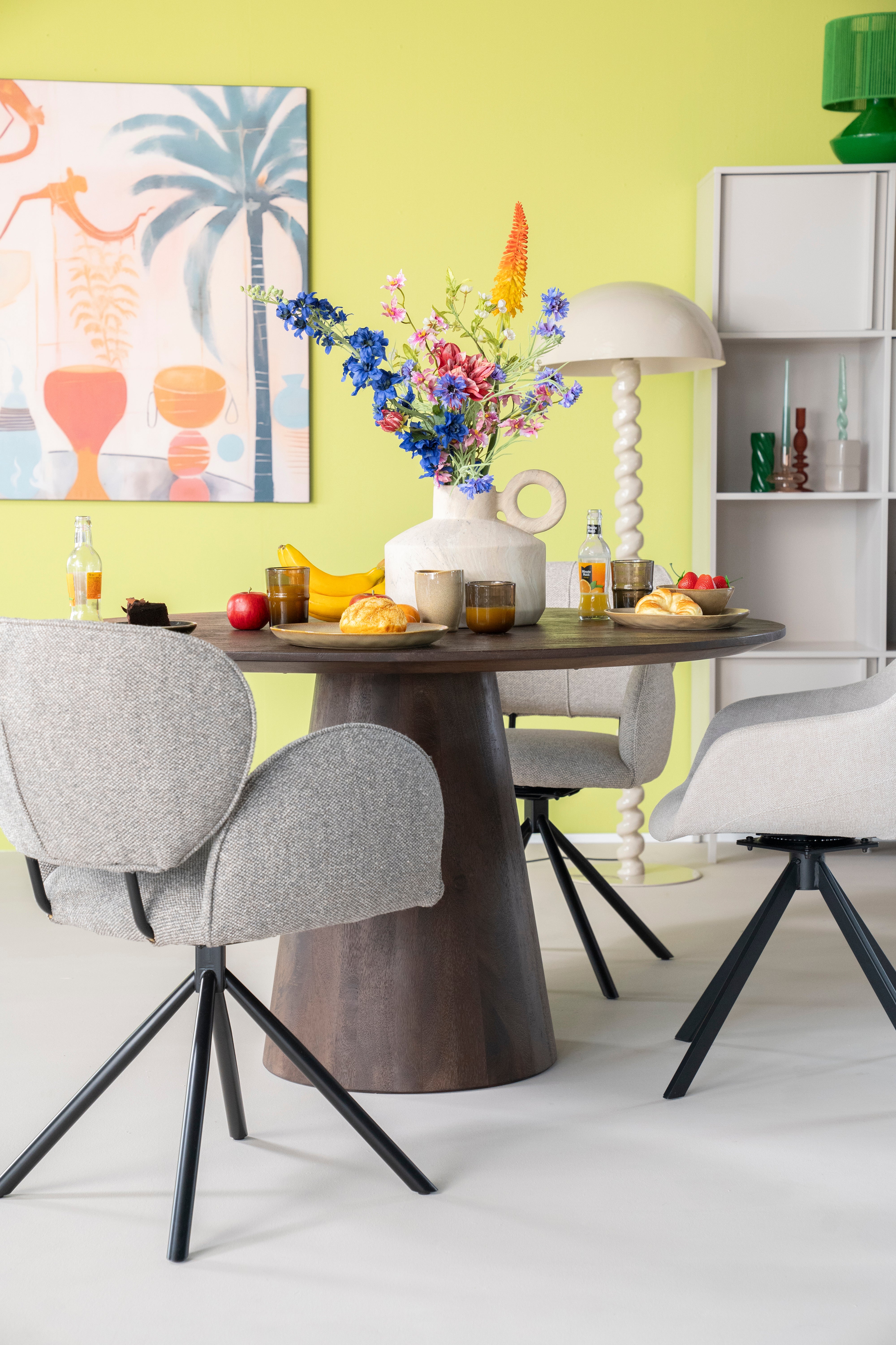 ARON Round Table Black Mango Wood