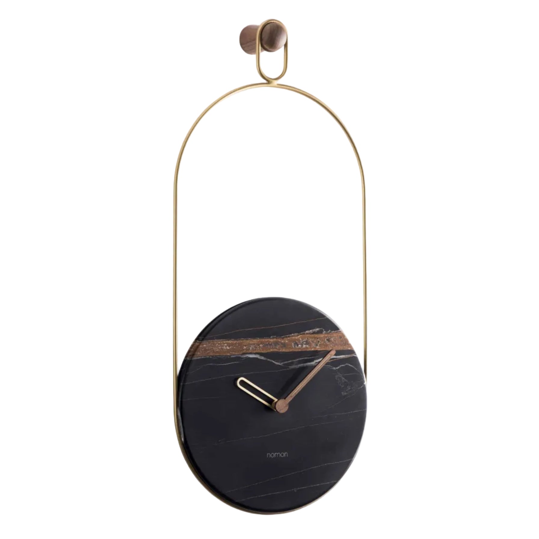 Wall Clock ESLABON Black Marble with Brass