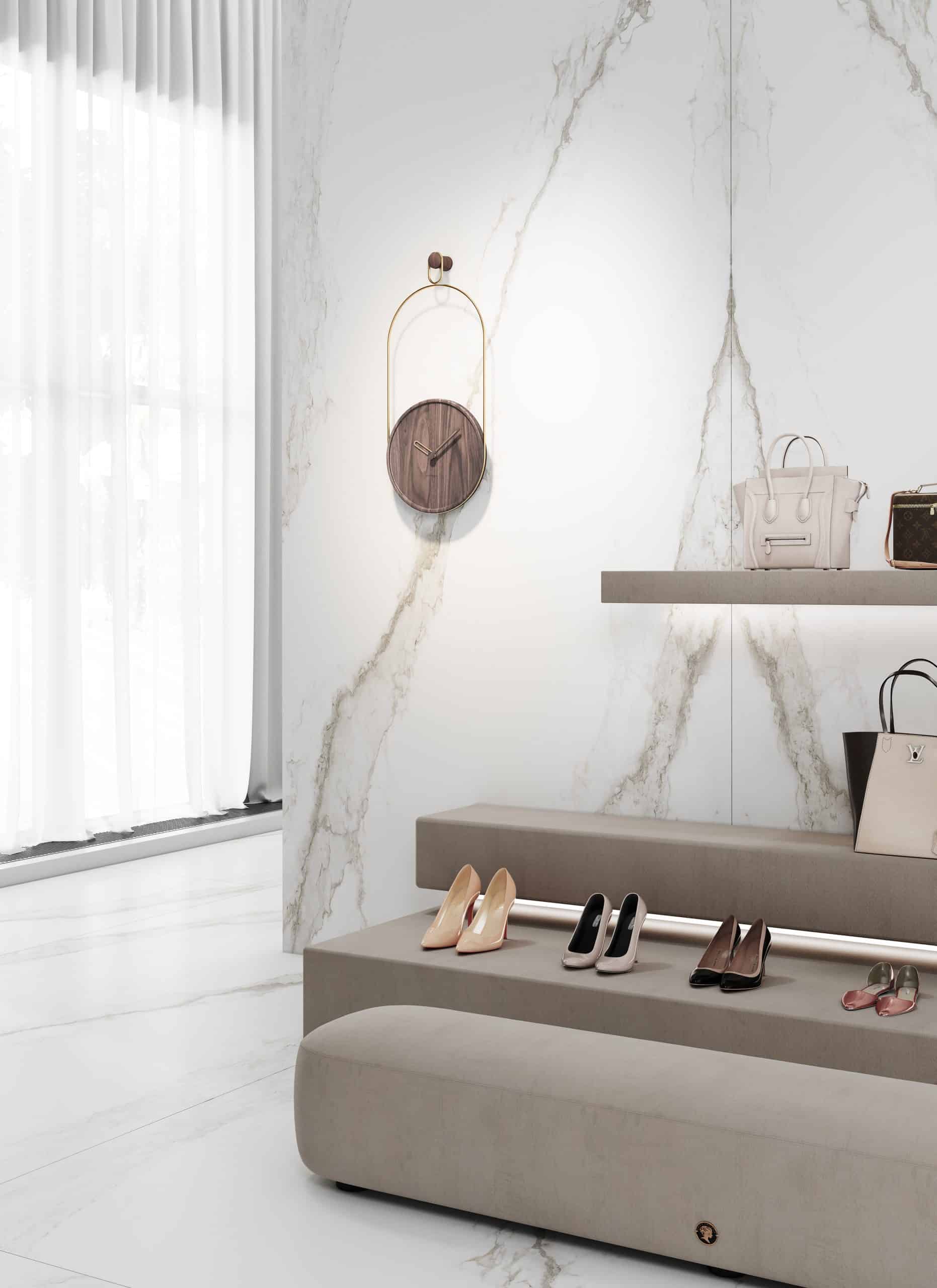 Wall Clock ESLABON Walnut Wood with Brass