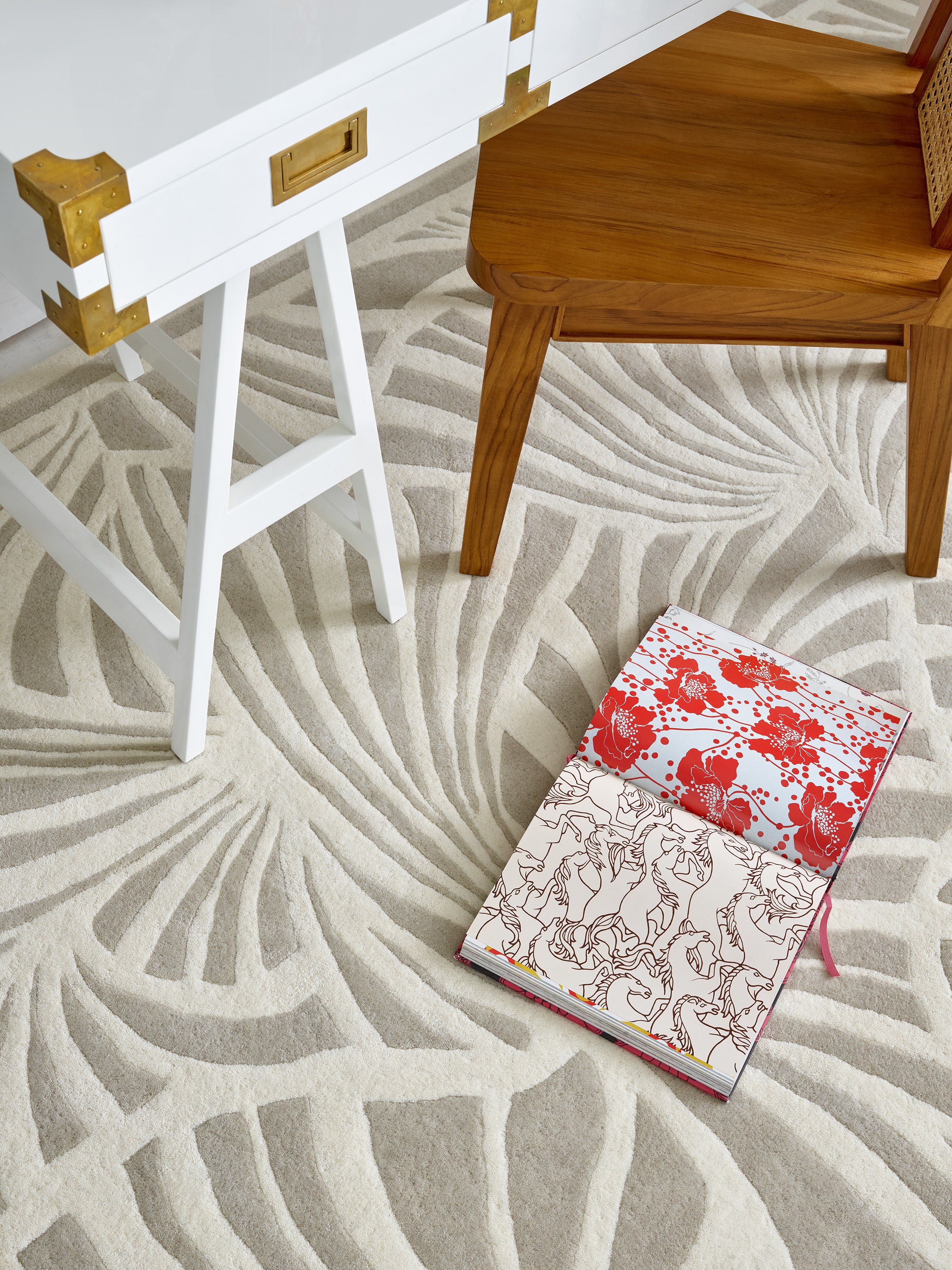 Beige JAPANESE FANS Rug