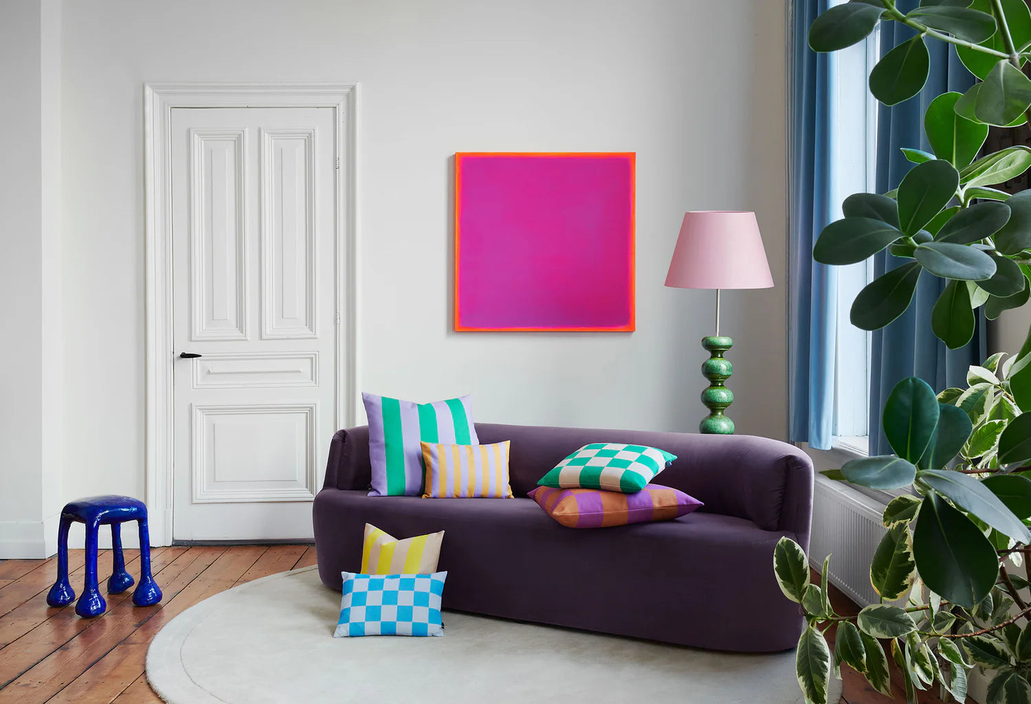 Vankúš PRÚŽKY A KOCKY pieskový so žltou