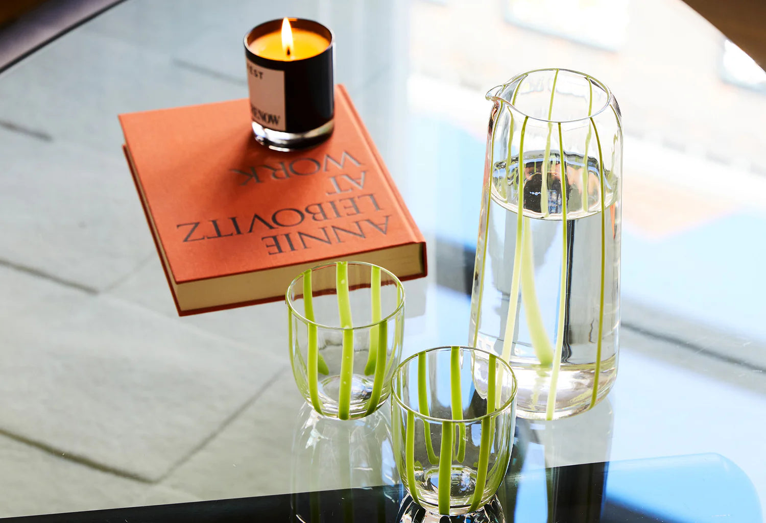 Karafka szklana STRIPED zielony