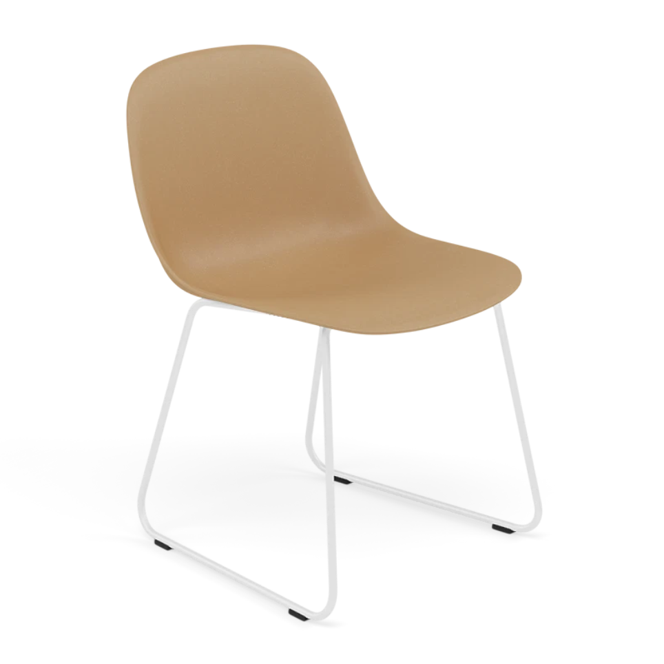 FIBER Chair in Ochre with a Steel Sled Base