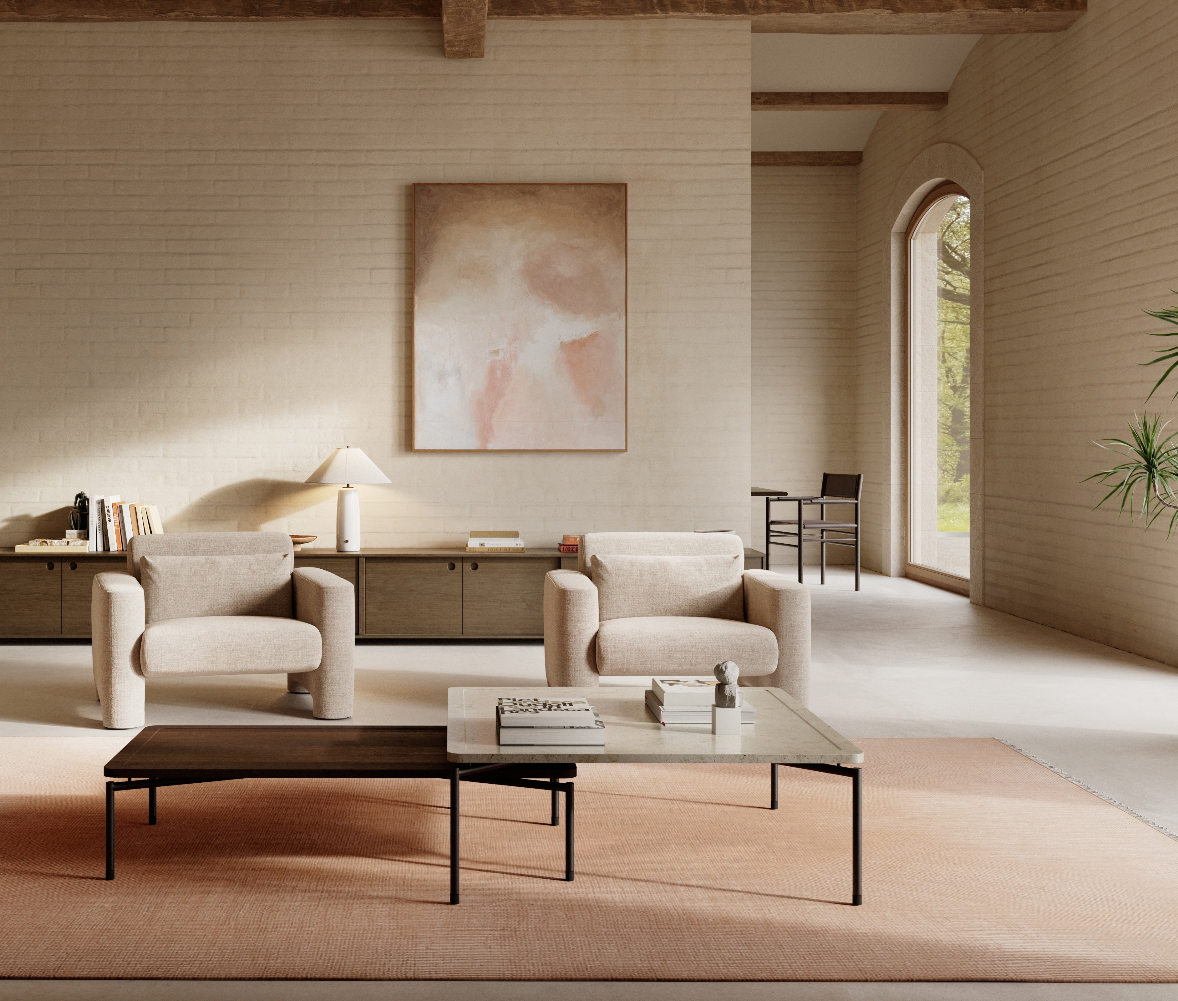 DAPPLE coffee table Moleanos limestone