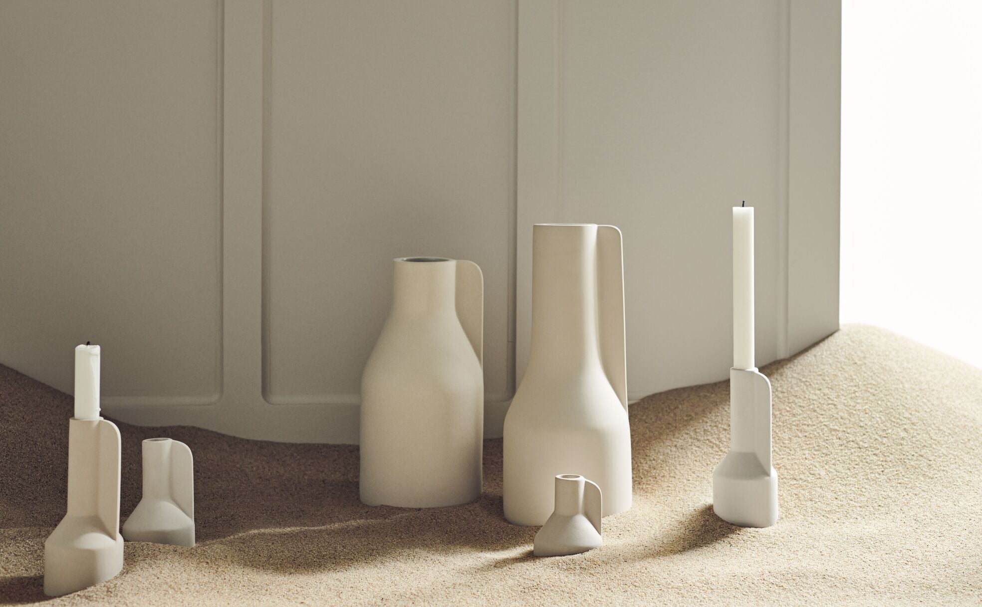 Váza FALDA krémová kamenina