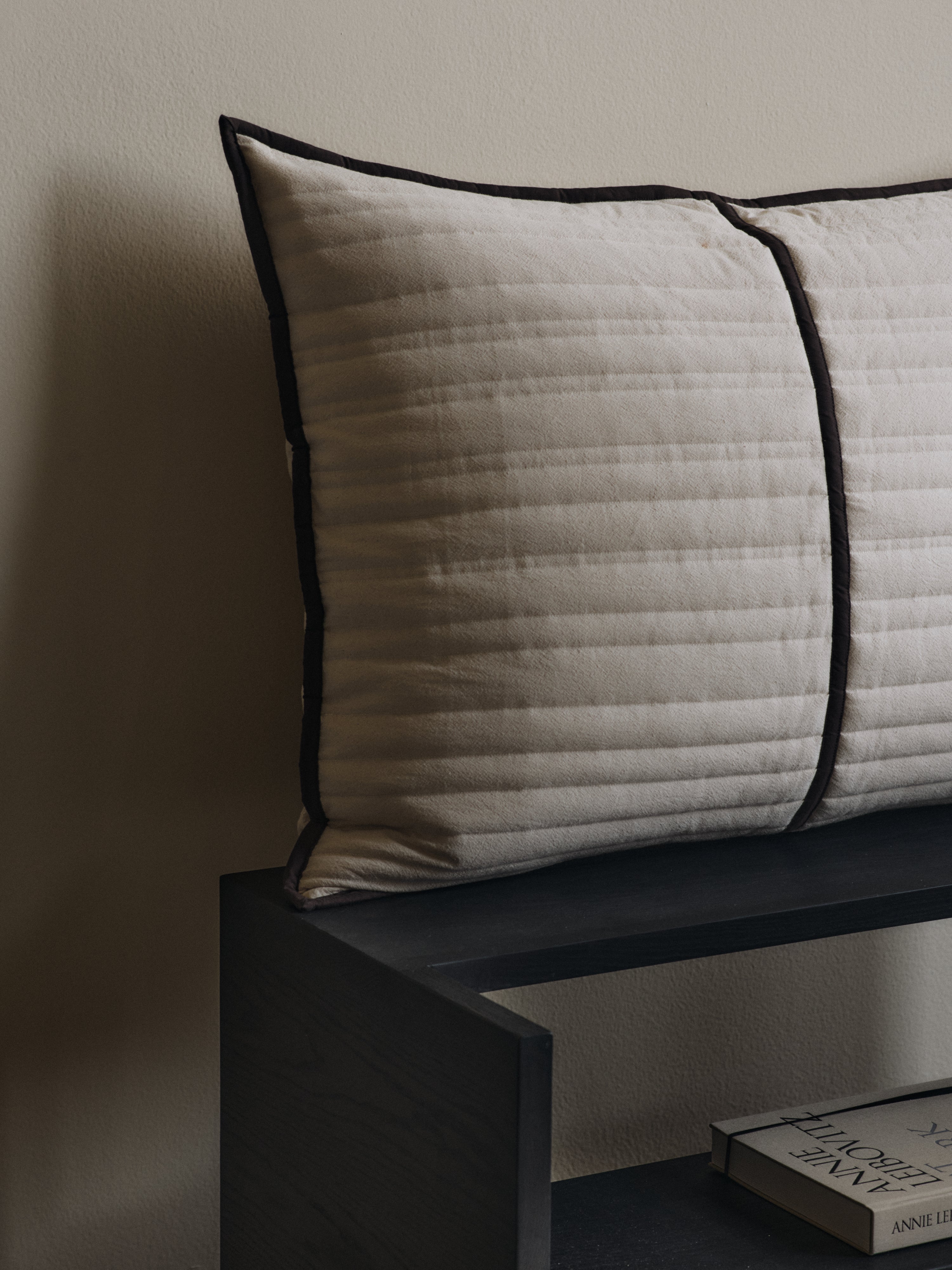 VARI cream pillow with dark brown