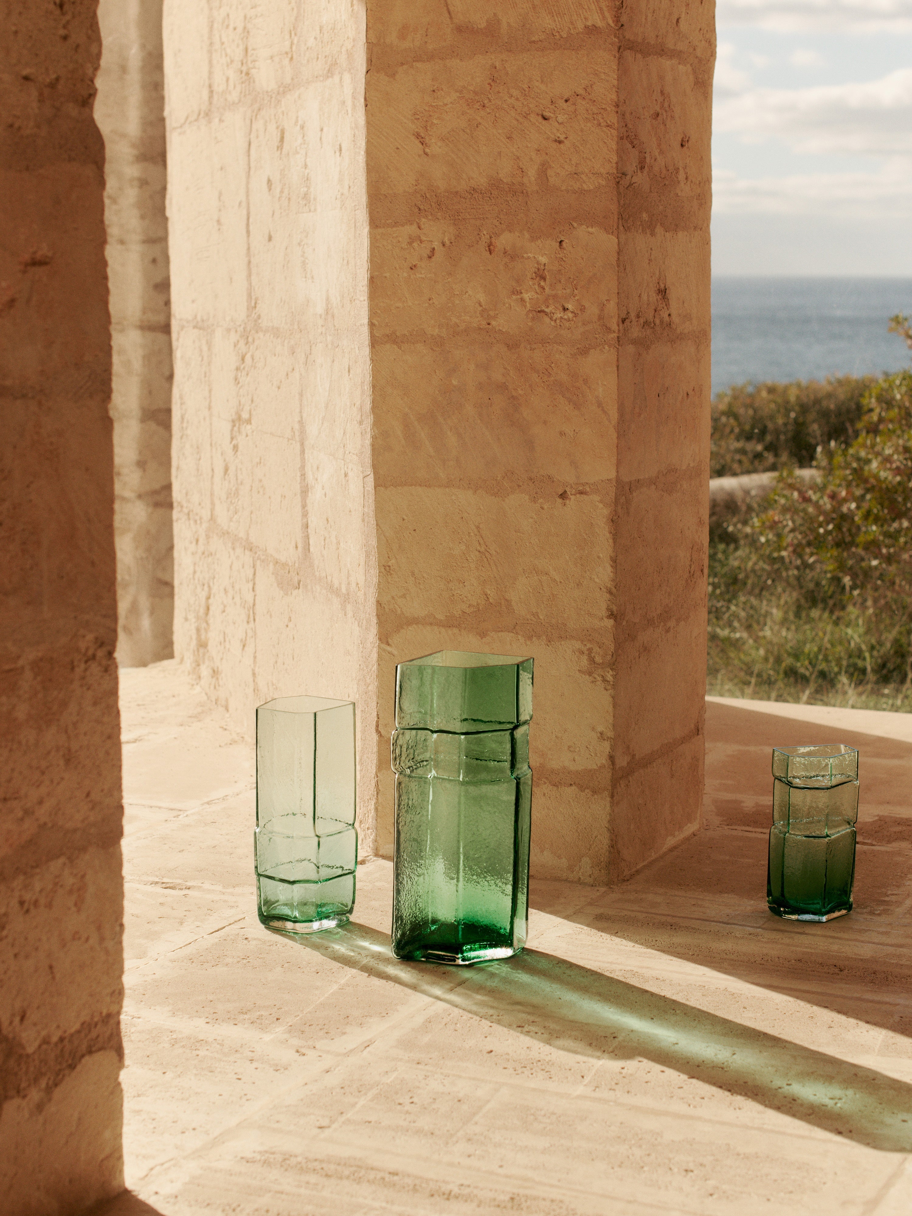 MURO TALL vase green glass