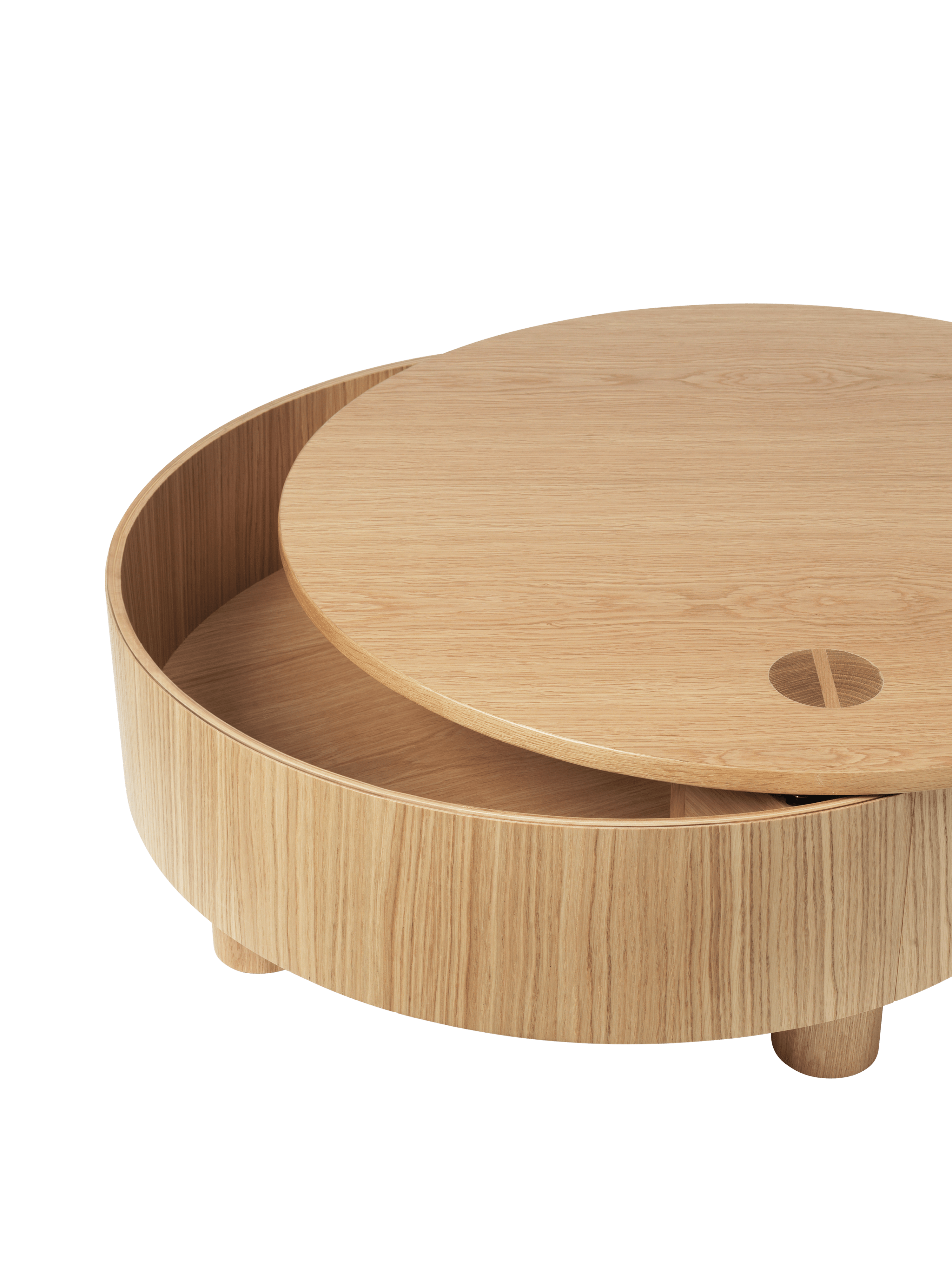 OLLES table with oak veneer finish