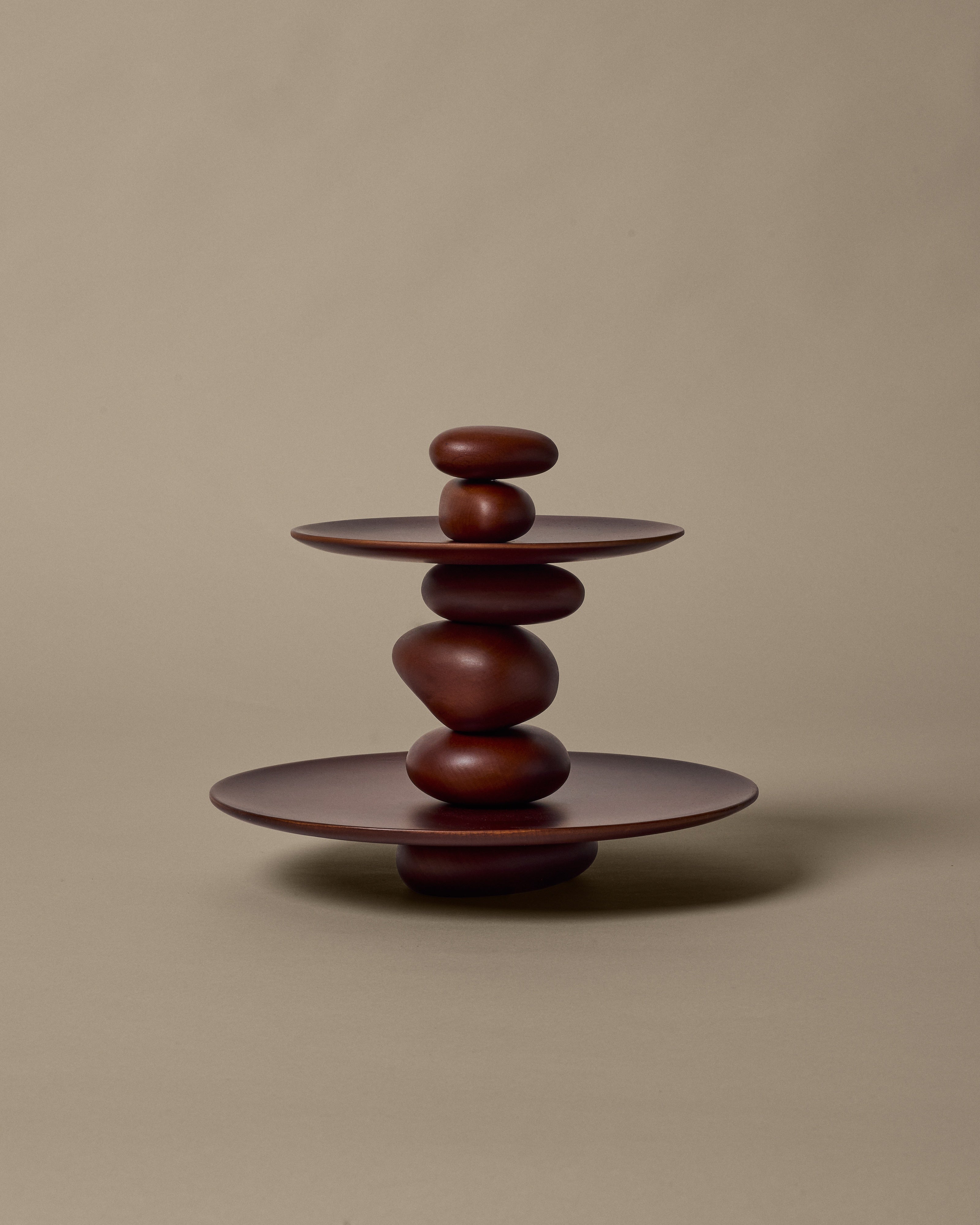 Patera PEBBLE DESSERT STAND dark brown beech wood