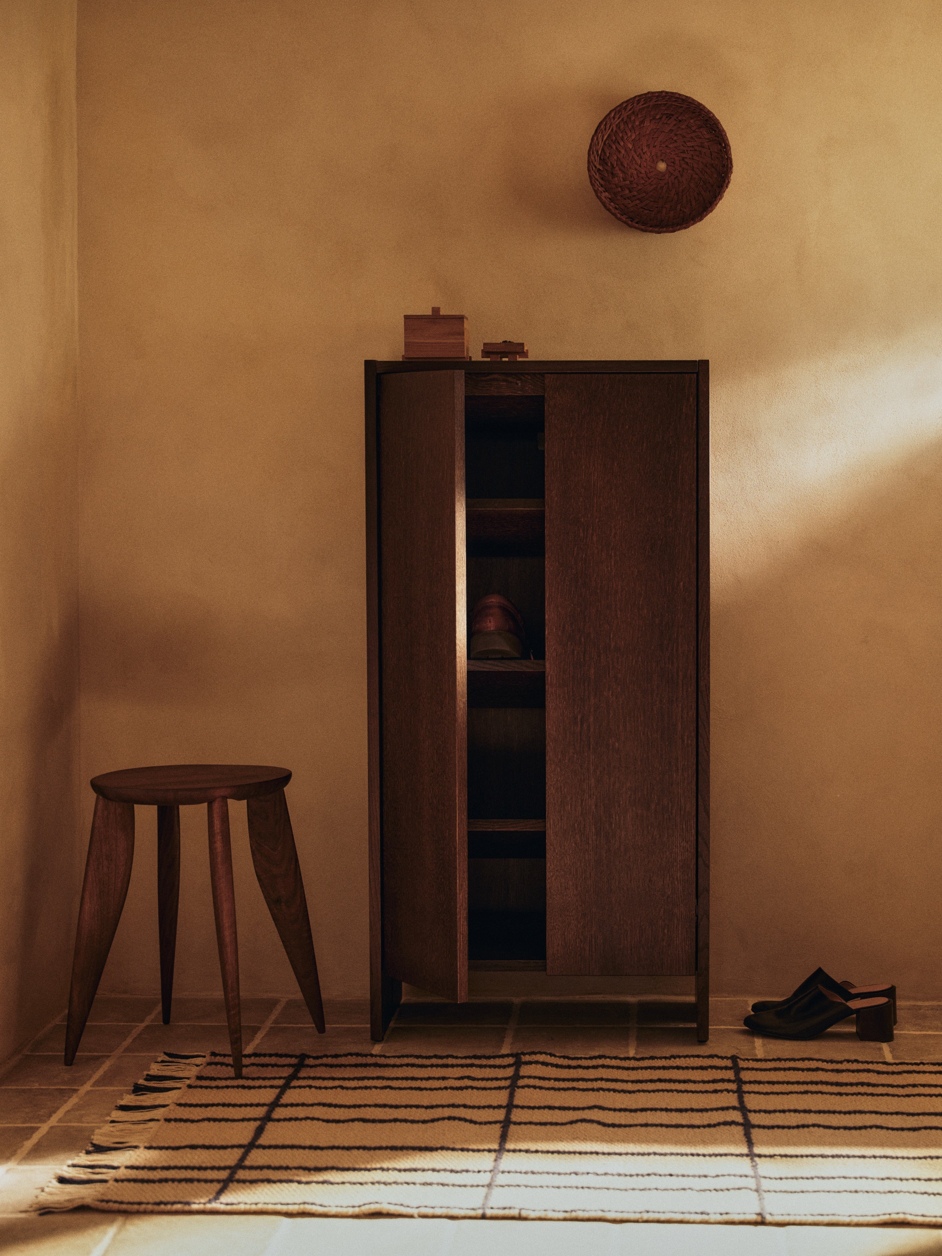 FEVE Walnut Wood Side Table